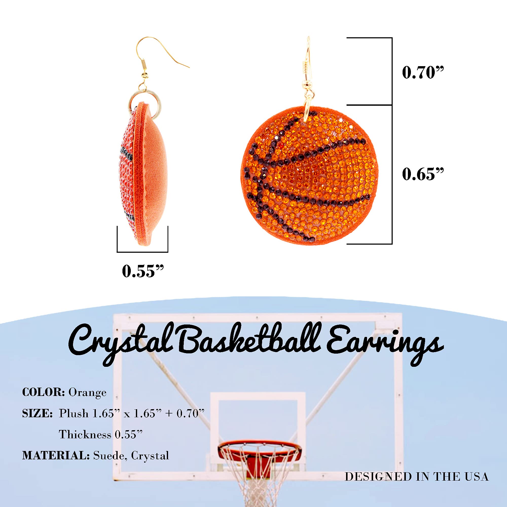 Sparkling Rhinestone Sports Earrings for Women - Football, Baseball, Basketball, Soccer, Volleyball, Softball Team Fan Jewelry - Cute Athletic Design Gift Set with Box - Perfect for Game Day, Sports Events & Fan Apparel Accessories