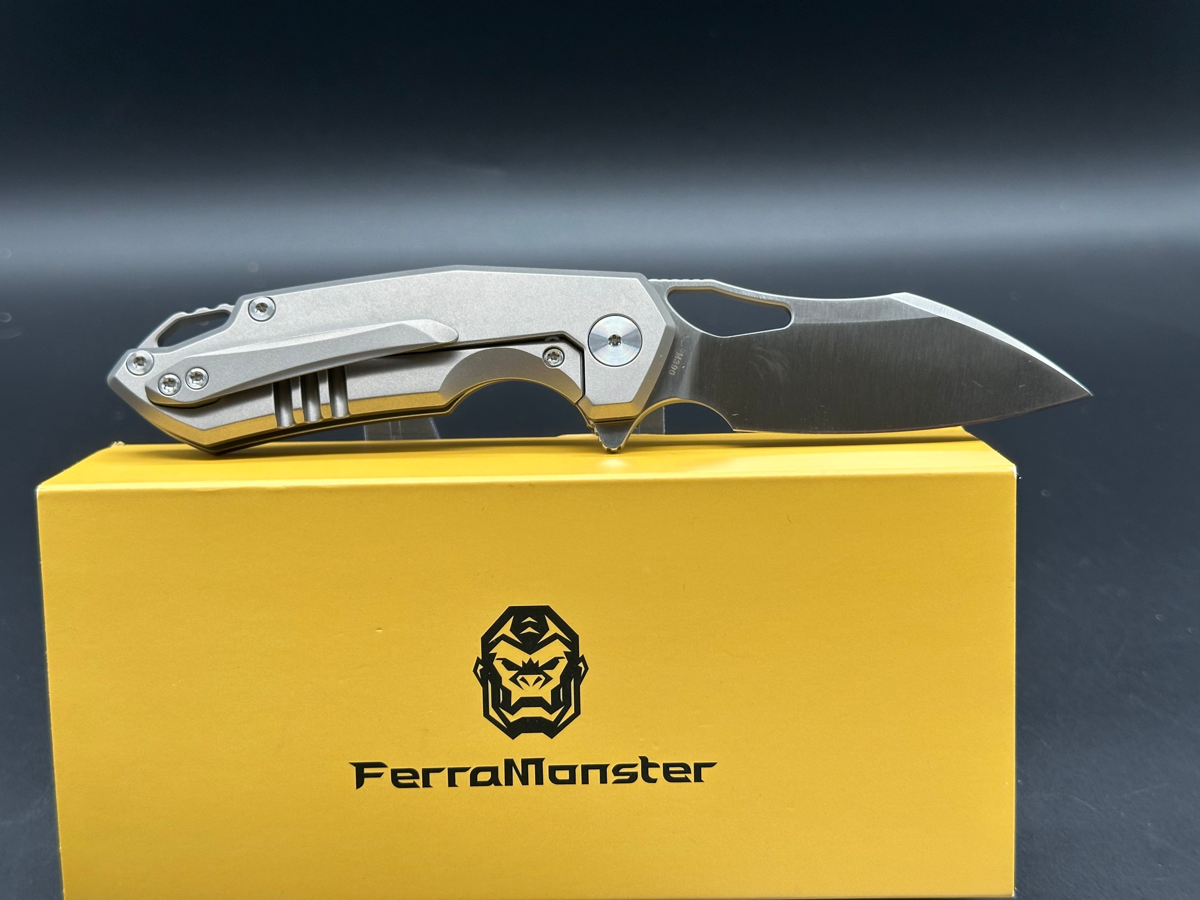Ferramonster Glideman Titanium Handle with M390 Blade - Premium Folding Knife for EDC, Outdoor Adventures & Survival Gear