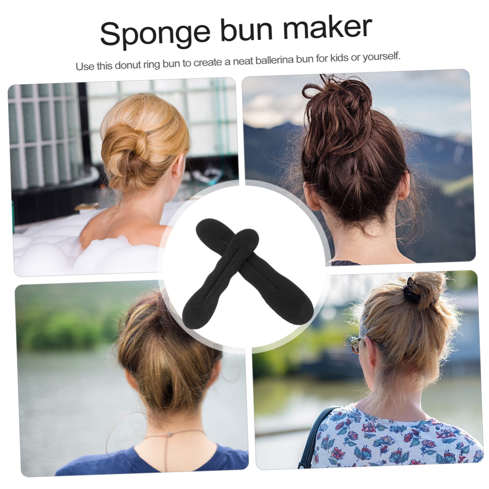FRCOLOR 6-Piece Hair Bun Donut Set - Sponge Ponytail Bun Maker for Ballet, Dance, Recital & Updos - Perfect for Ballerinas, Performers & Everyday Hairstyles