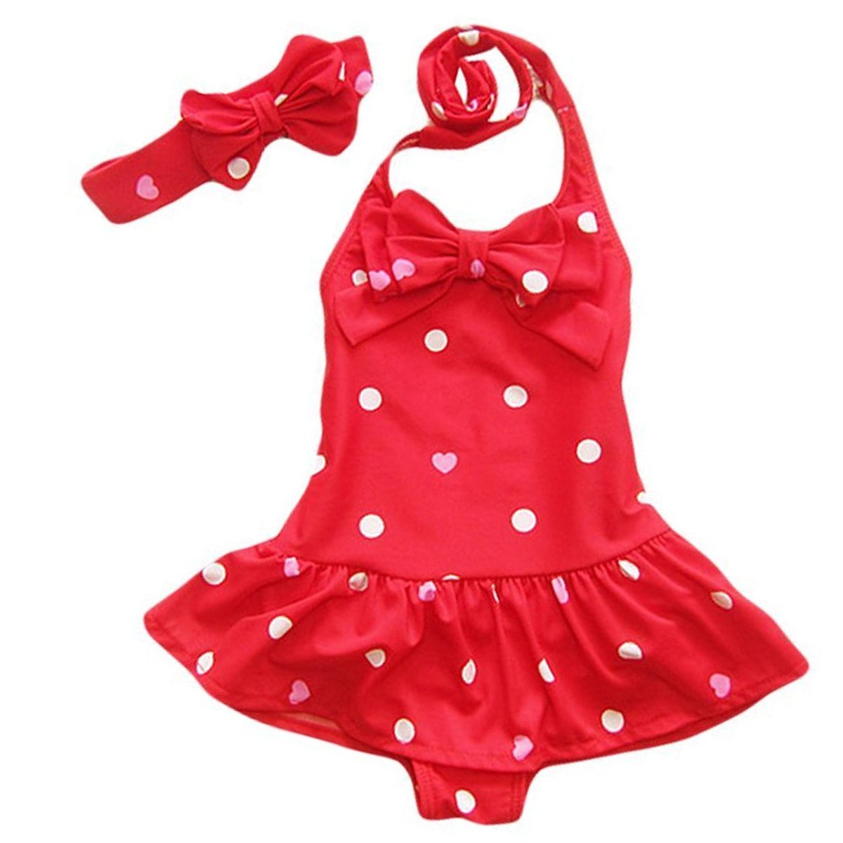 Jastore Girls One Piece Swimsuits - Cute Bathing Suits for Kids with Matching Headband | Perfect for Beach, Pool & Summer Vacations