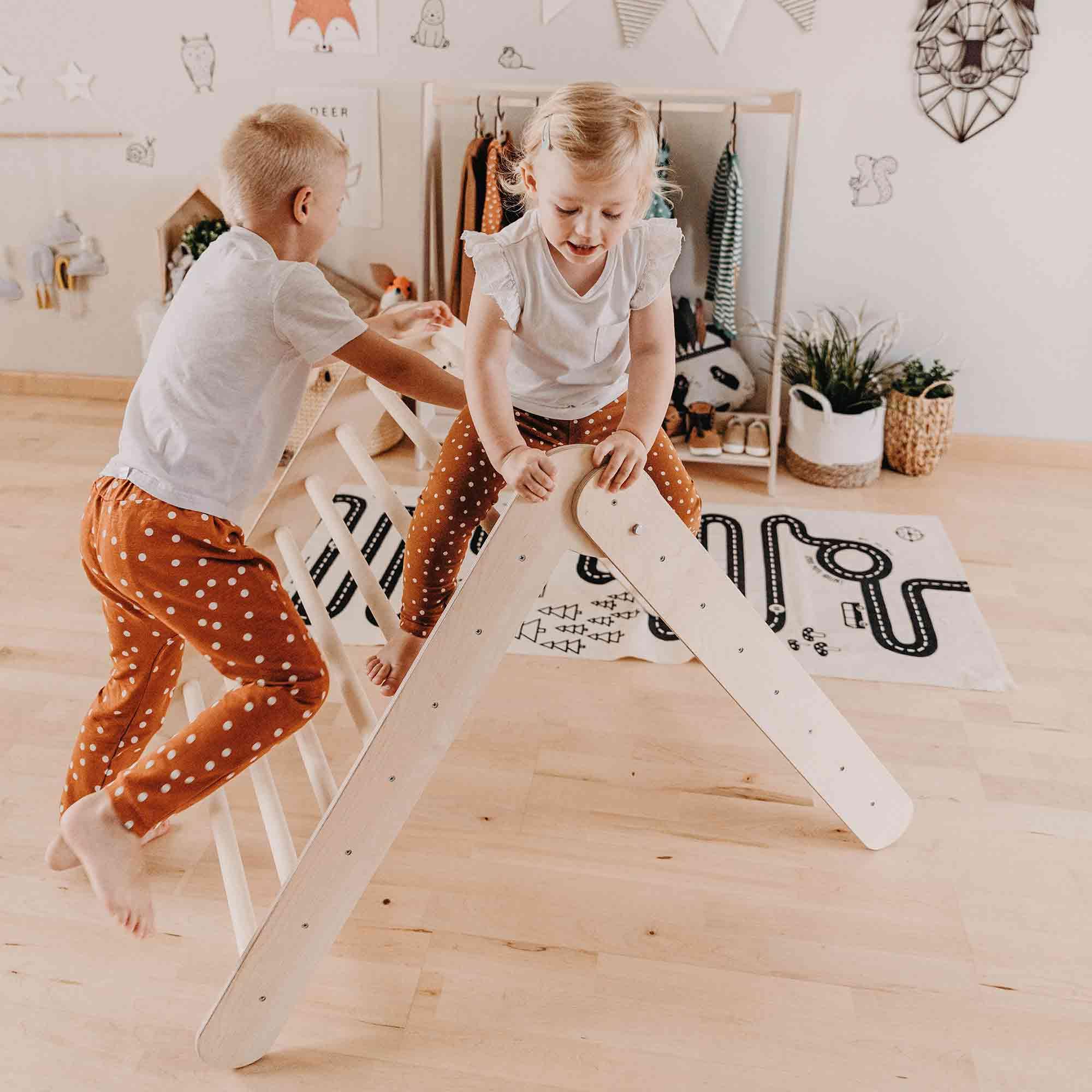 Waldorf Climbing Triangle - Montessori Wooden Climbing Ladder & Step Triangle for Kids - Indoor/Outdoor Play Gym for Toddler Physical Development