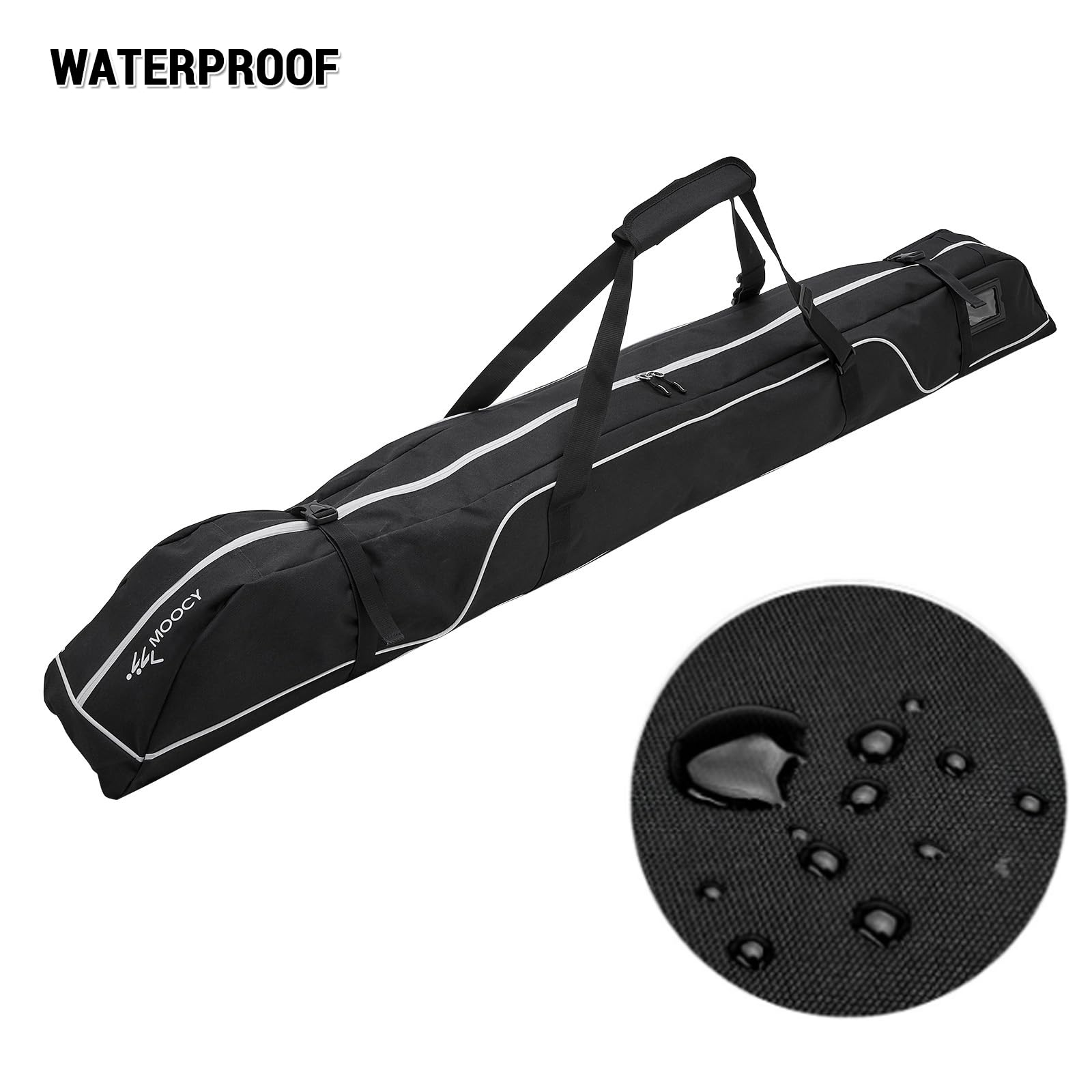 Waterproof Ski and Snowboard Storage Bag - 192cm Black Travel Equipment Organizer for Ski Gear Protection | Perfect for Winter Sports, Travel & Equipment Storage