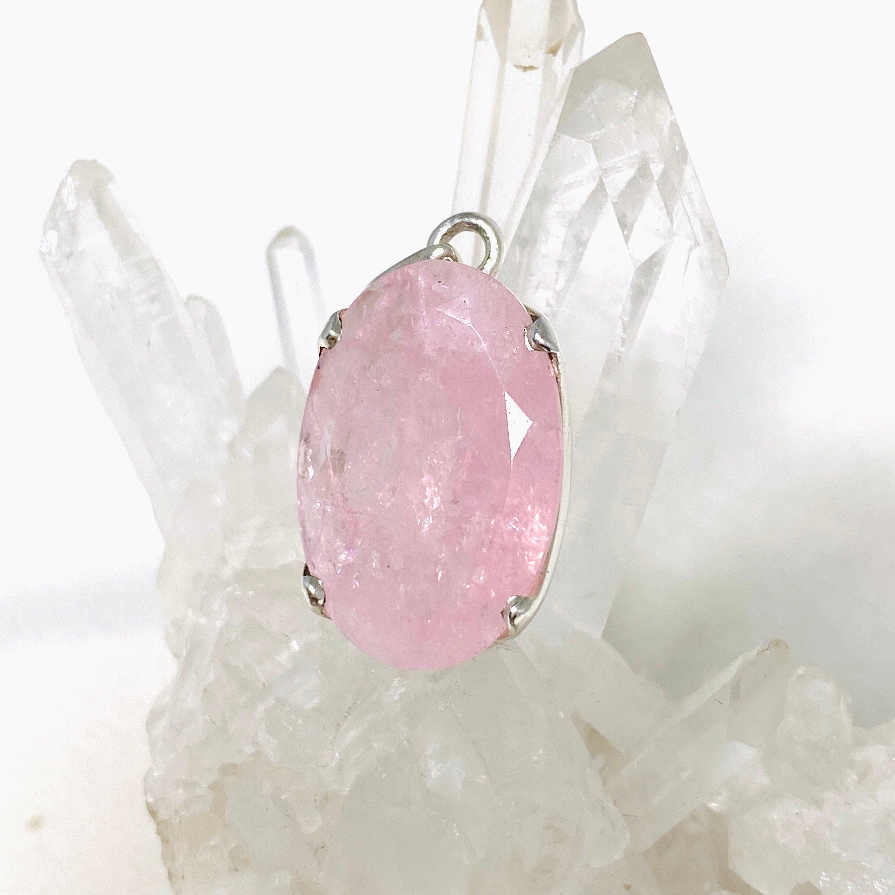 Morganite Faceted Oval Pendant Necklace PPGJ685 - Elegant Jewelry Gift for Women, Perfect for Weddings, Anniversaries & Special Occasions