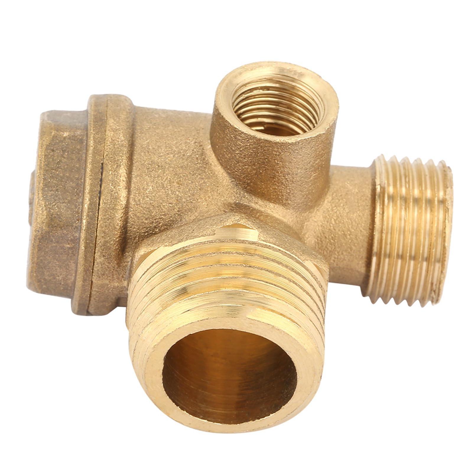 3 Port Brass Air Compressor Check Valve - 0.4/0.6/0.8 Inch Male Threaded Tube Connector for Air Tools, Pneumatic Systems - Perfect for Home Garage, Garden Irrigation & DIY Projects