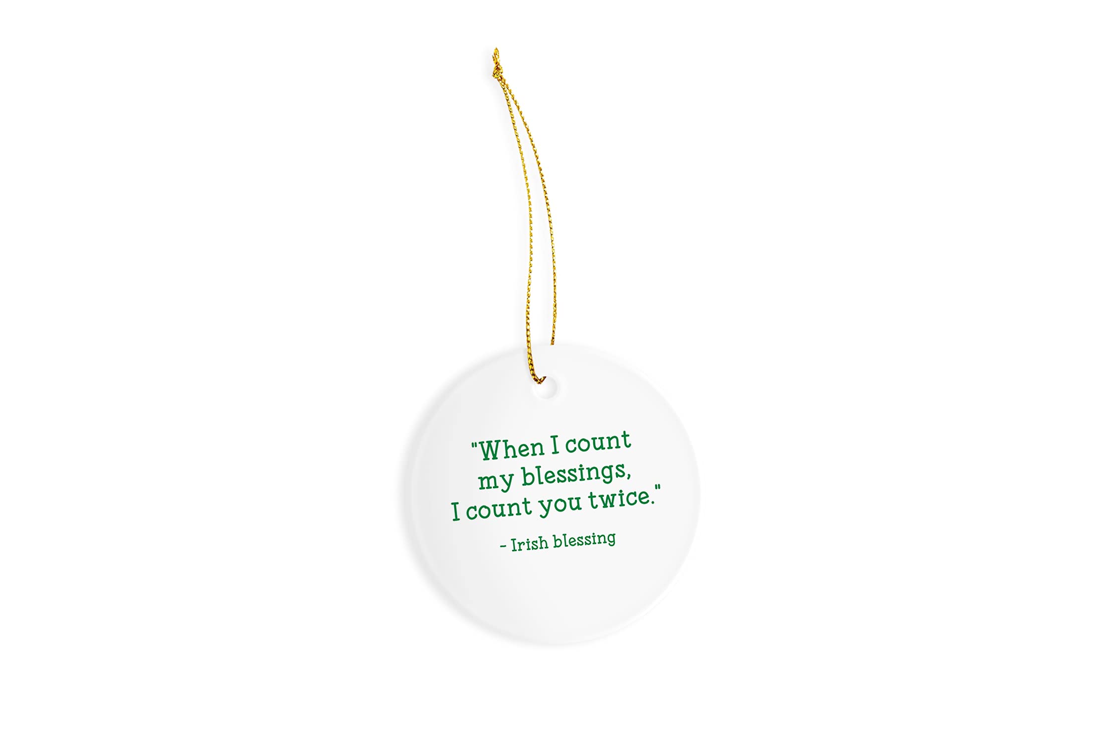 Spread Passion Irish Blessing Ceramic Ornament - 3 Inch Christmas Tree Decoration with 'Count My Blessings' Quote - Perfect for Holiday Gifts, Home Decor & Irish-Themed Celebrations