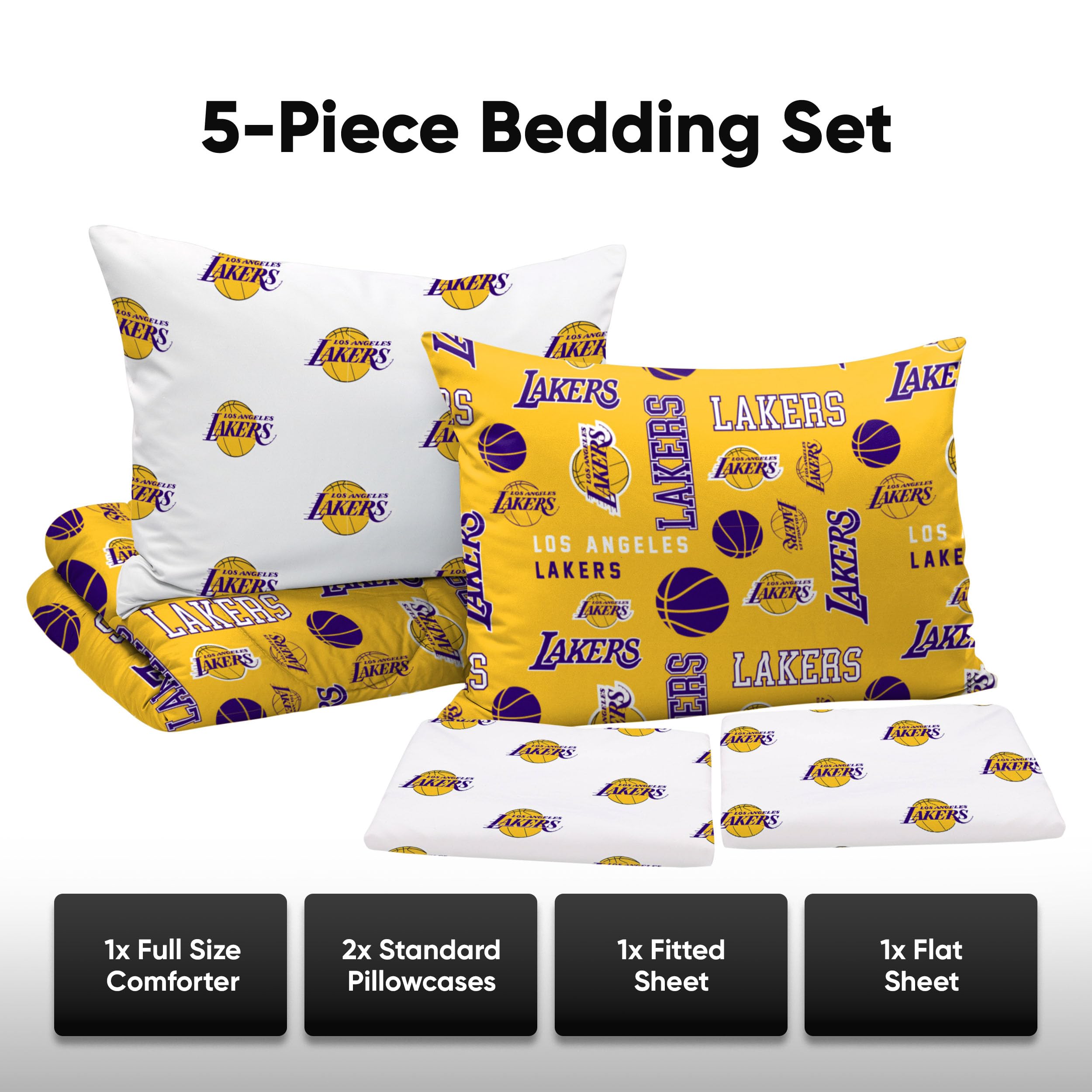 FOCO NFL Team Logo 3-Piece Comforter Bedding Set - Full/Queen Size Soft Microfiber Reversible Blanket with Pillow Shams - Perfect for Game Day, Dorm Room & Sports Fan Gifts