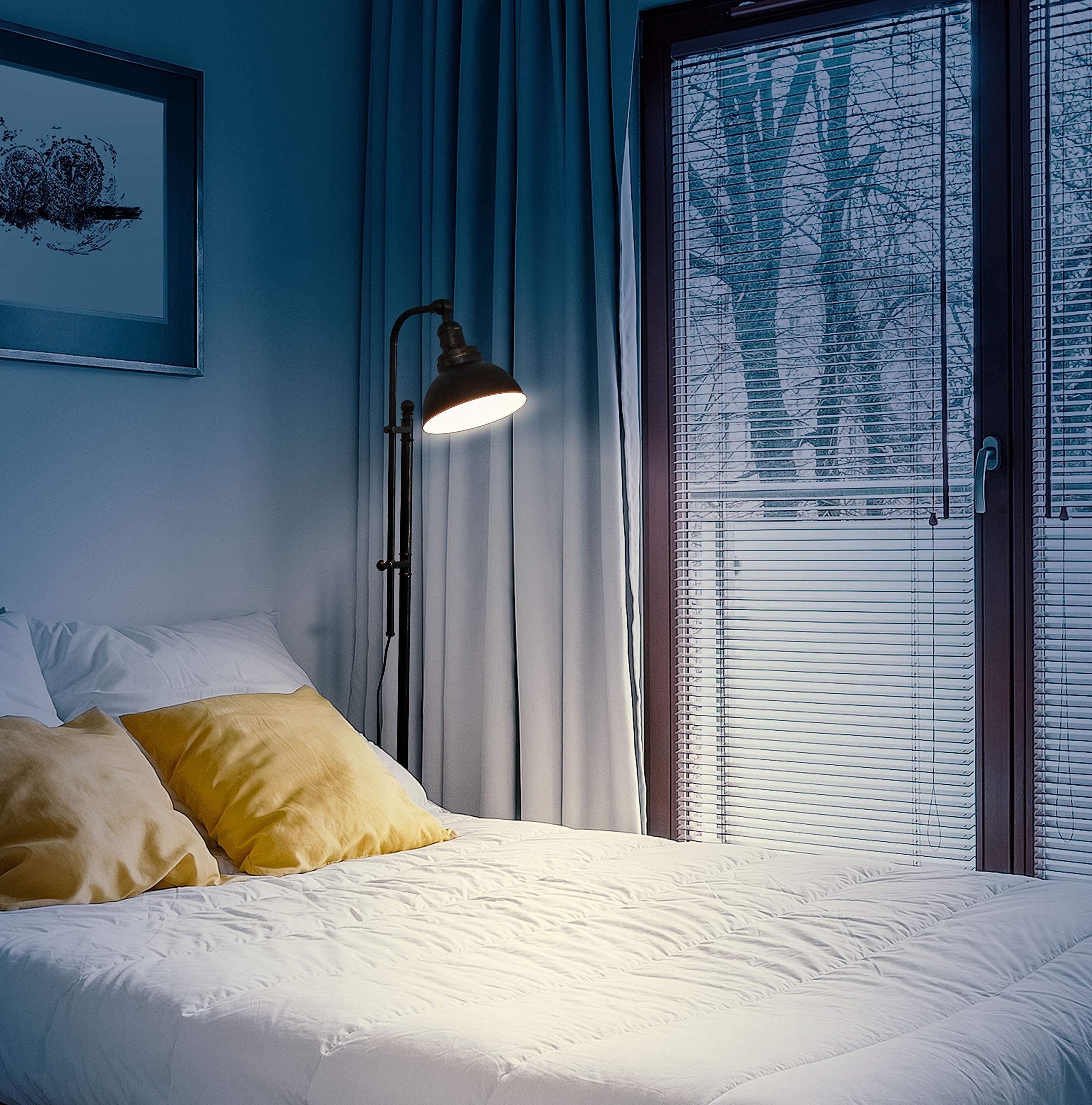 Brightech Dylan Industrial LED Floor Lamp - Adjustable Head Standing Light for Living Room, Bedroom & Office - Farmhouse Style Reading Lamp - Perfect for Home Decor & Workspace Lighting