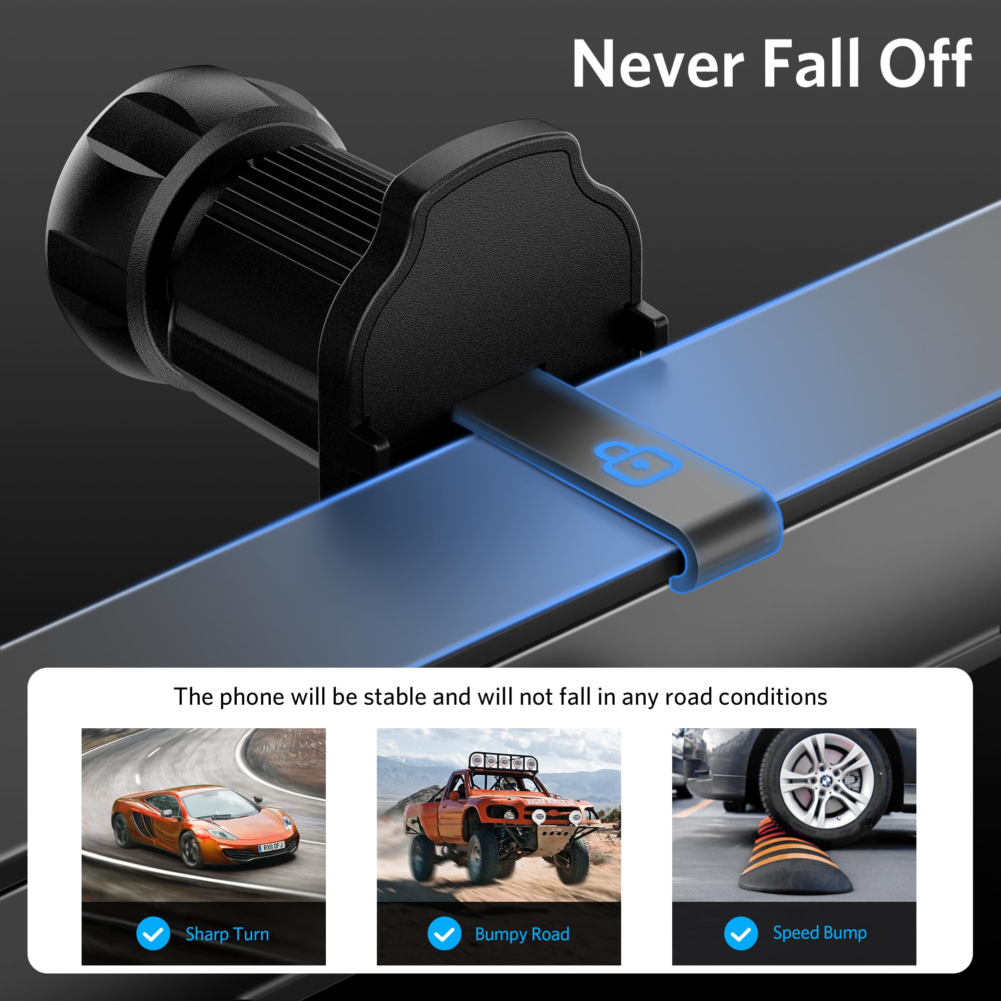 BESTEK 15W Fast Wireless Car Charger with Auto Clamping Holder - QC3.0 Compatible for iPhone 15/14/13/12/X/8, Samsung & LG - Perfect for Hands-Free Driving & GPS Navigation