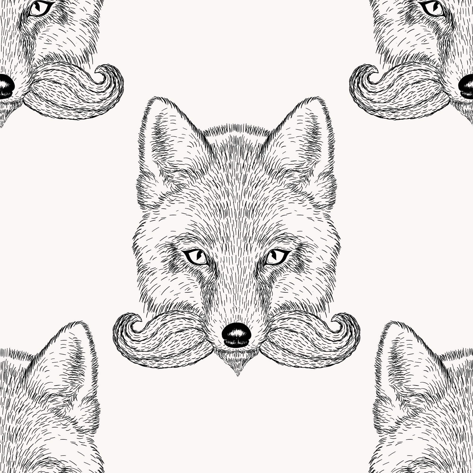 White and Black Fox Animal Peel and Stick Removable Wallpaper 9729 - Self-Adhesive Decorative Wall Mural for Nursery, Kids Room, and Home Decor