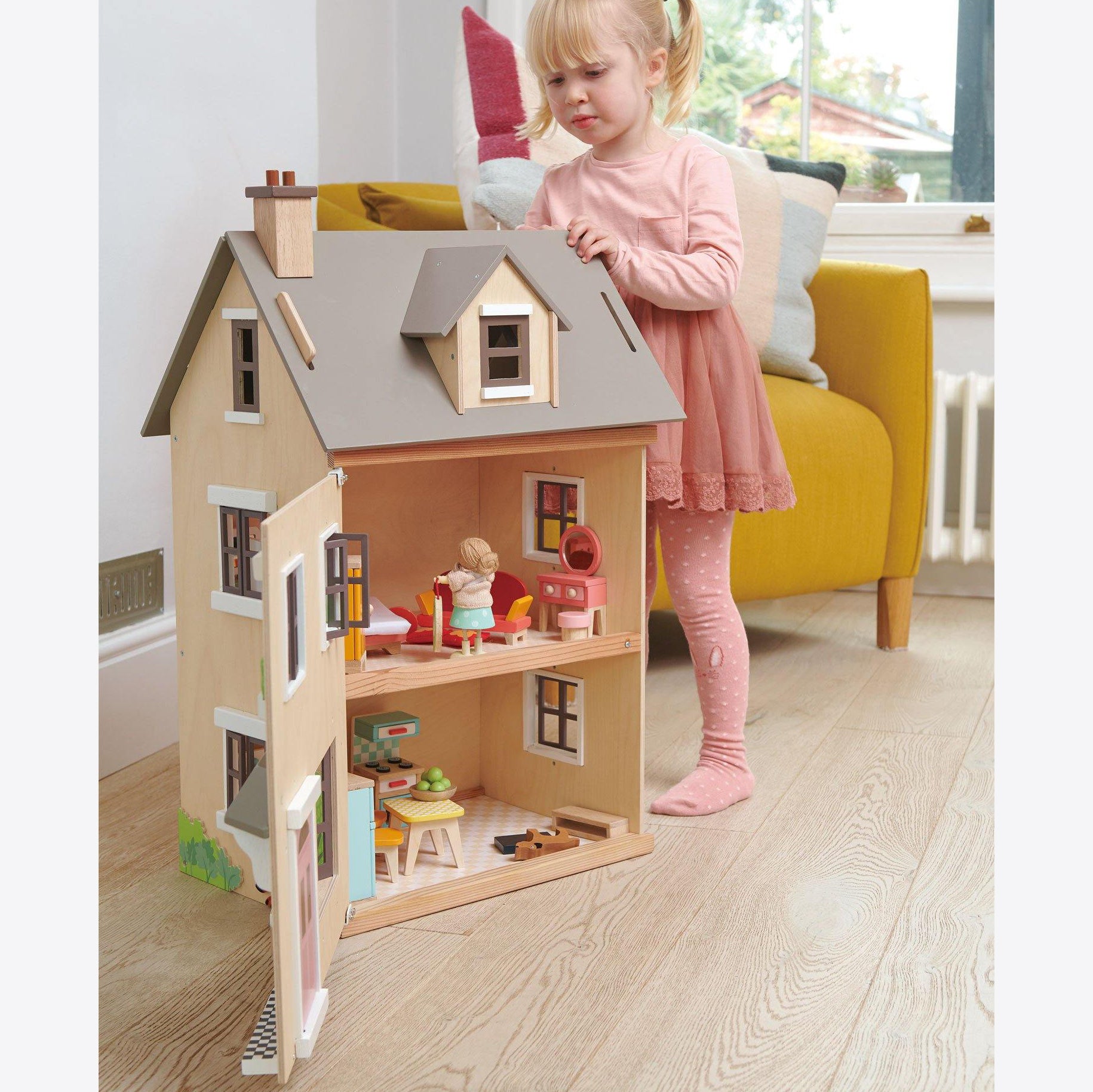 Foxtail Villa Doll House - Miniature Wooden Dollhouse for Kids & Collectors | Perfect for Playtime, Room Decor & Gift Giving