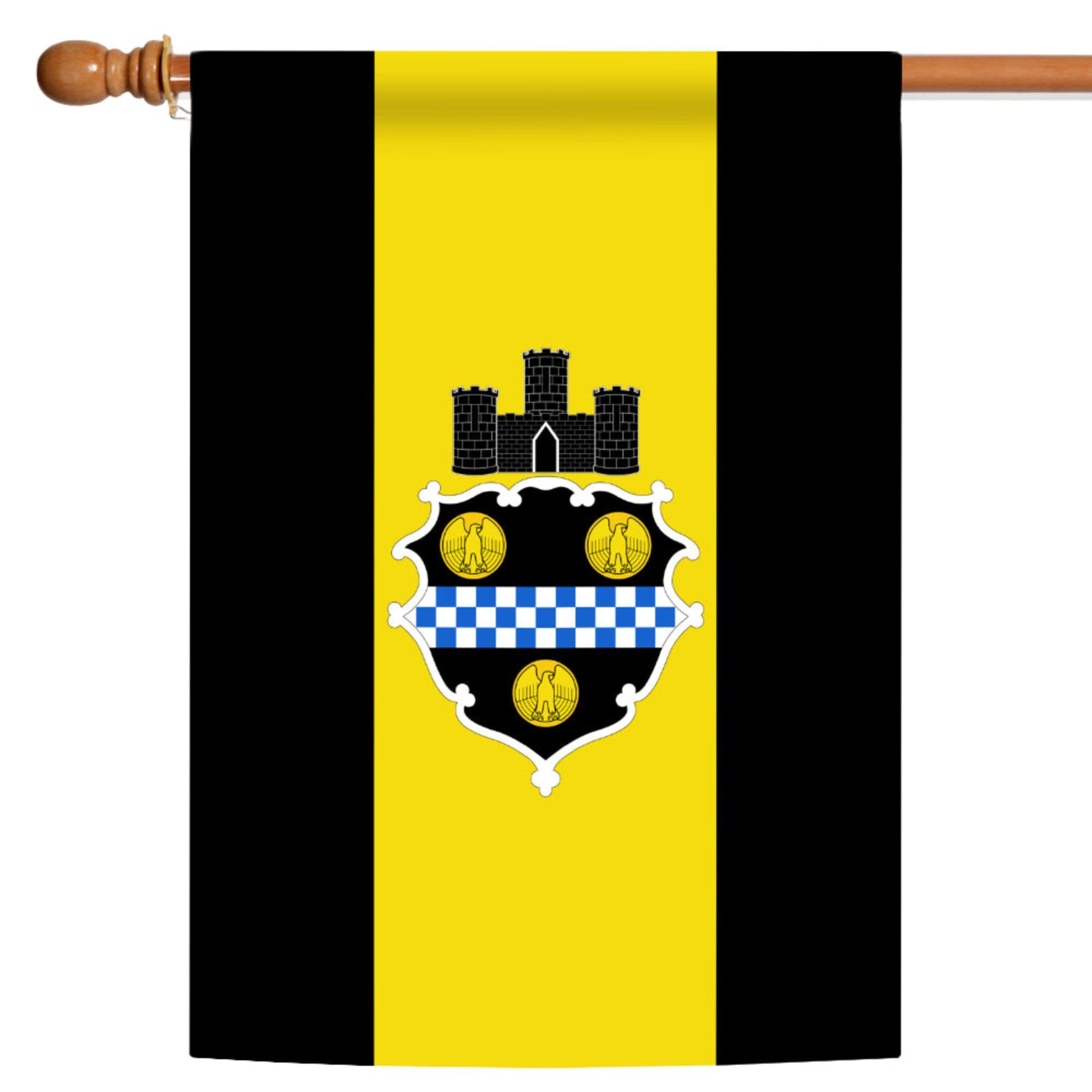 Toland Home Garden Pittsburgh City 28 x 40 Inch Decorative Pennsylvania Town Gold Regional Garden Flag - Perfect for Outdoor Patio, Yard Decor & Seasonal Home Display