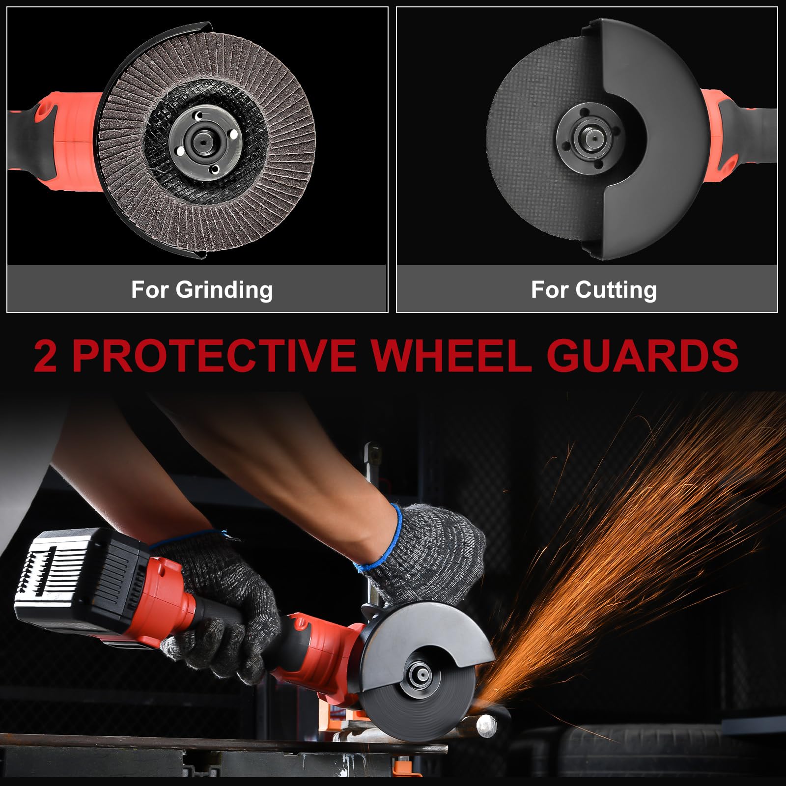 AOBEN 21V Brushless Cordless Angle Grinder 4-1/2 inch with 2x4.0Ah Battery & Fast Charger - Powerful Electric Grinding Tool for Cutting, Grinding, Polishing Metal, Wood, Tile - Ideal for DIY Projects, Construction, Metalworking & Home Renovation
