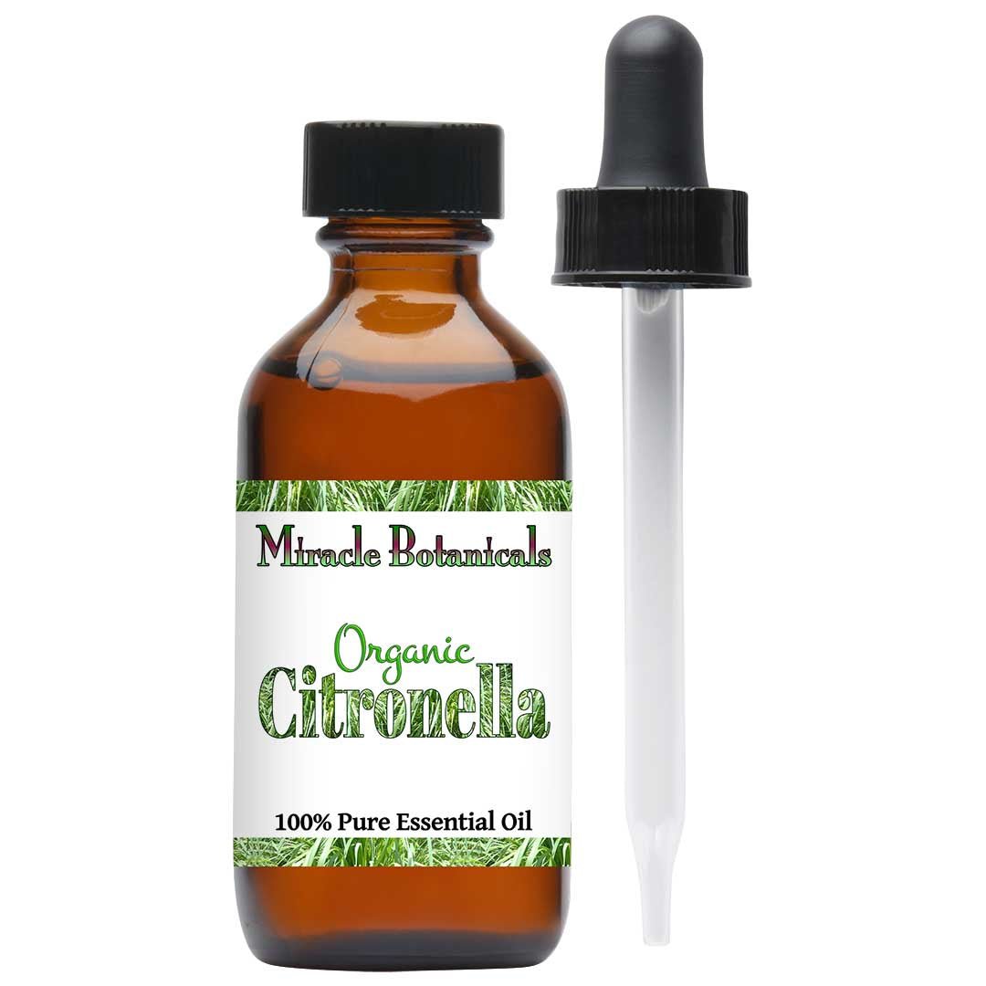Organic Citronella Essential Oil (Cymbopogon Nardus) - Natural Mosquito Repellent for Outdoor Camping, Hiking & Backyard Protection