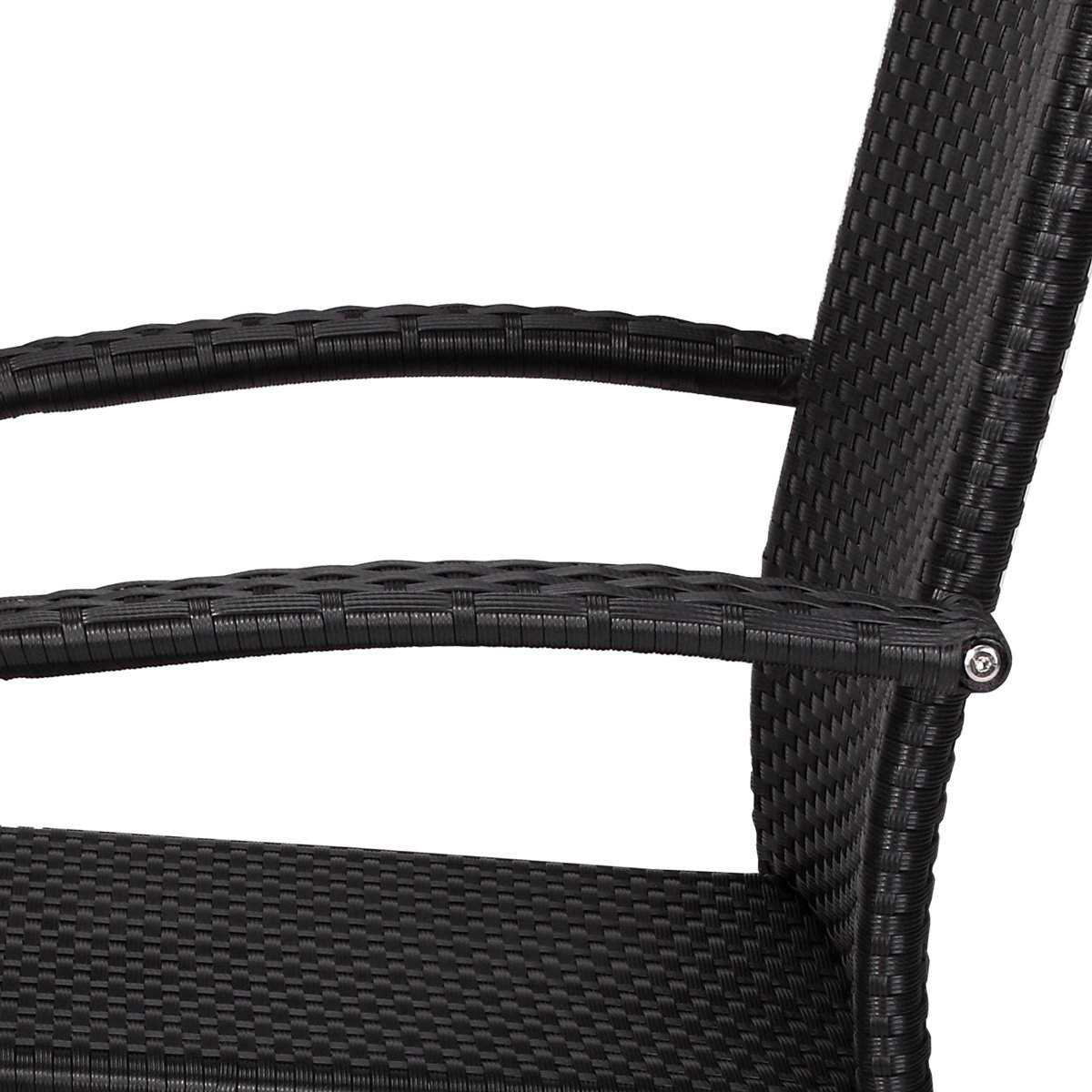 CASARIA® 8-Piece Outdoor Garden Chair Set - Weather-Resistant Poly Rattan Stackable Lightweight Armchairs for Patio, Balcony, Poolside & Backyard - Black