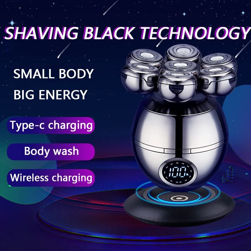 7D Electric Head Shaver for Bald Men - Waterproof 7-Blade Floating Razor with LCD Display & Multifunction Trimmer | Perfect for Travel, Gym & Daily Shaving Routine