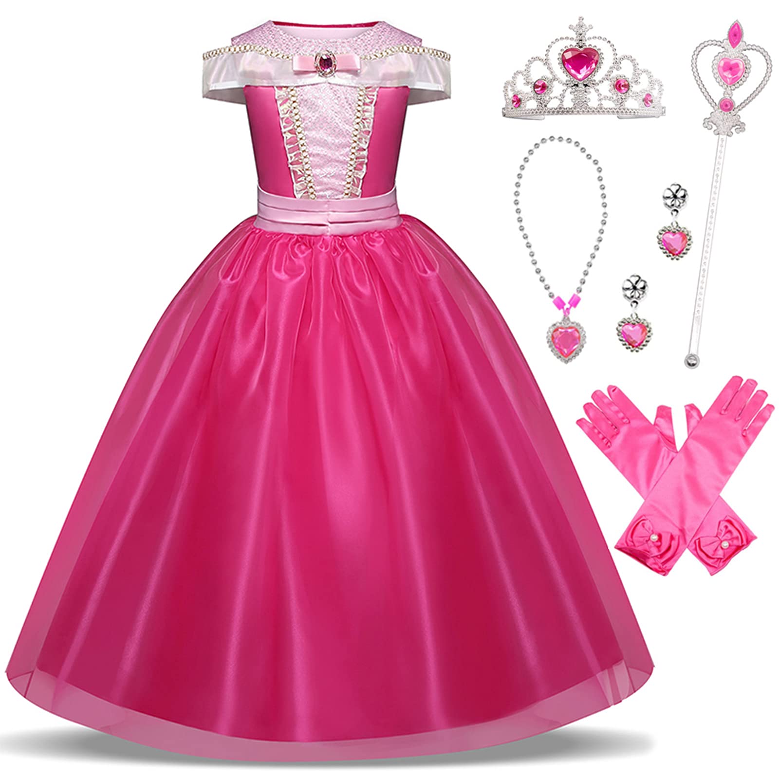 WSDMHFD Girls Princess Costume Dress - Elegant Halloween Cosplay & Birthday Party Gown for Kids | Perfect for Dress-Up, Role Play, and Special Occasions