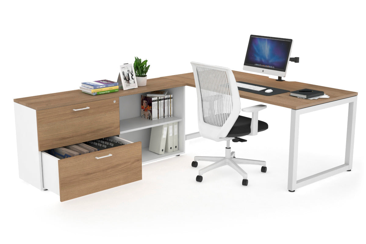 Quadro Loop Executive White Frame Office Chair - 1800L x 800W with Cable Scallop - Ergonomic Desk Chair for Home & Office Workspace