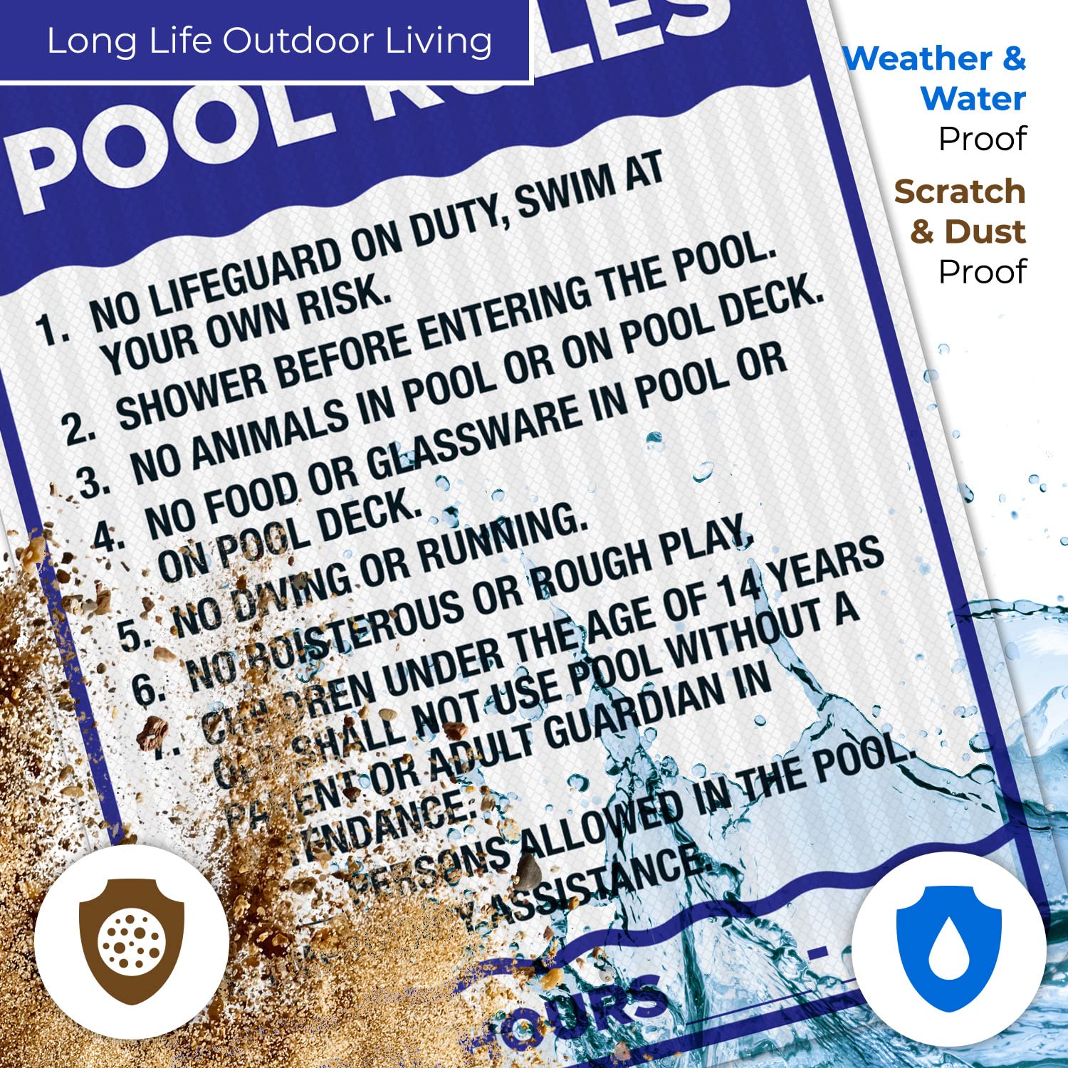 3M EGP Reflective Pool Rules Sign - 24x30 Inches, .080 Aluminum, Fade Resistant - Indoor/Outdoor Safety Sign for Backyard, Community Pools & Water Parks - Made in USA