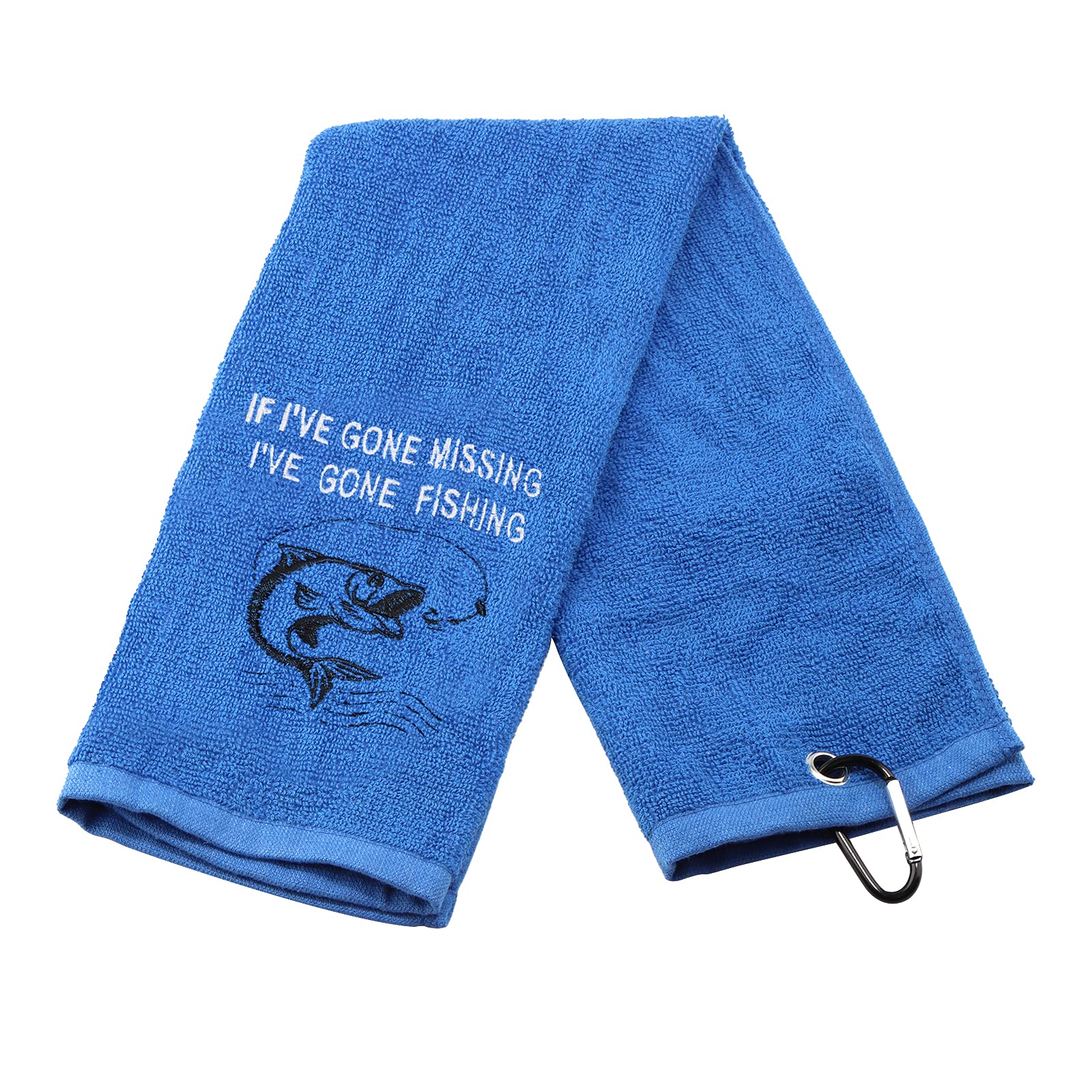 Gone Fishing Embroidered Towel with Clip - Perfect Fisherman Gift & Absorbent Fishing Towel for Outdoor Adventures | Great for Camping, Boating & Beach Trips