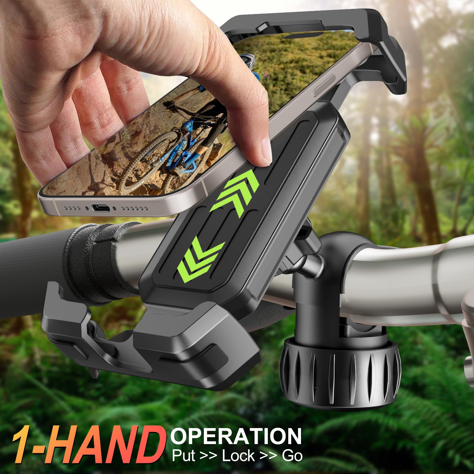 2025 Upgraded Bike Phone Holder - Universal Motorcycle & Bicycle Phone Mount for iPhone & Android (4.7-7