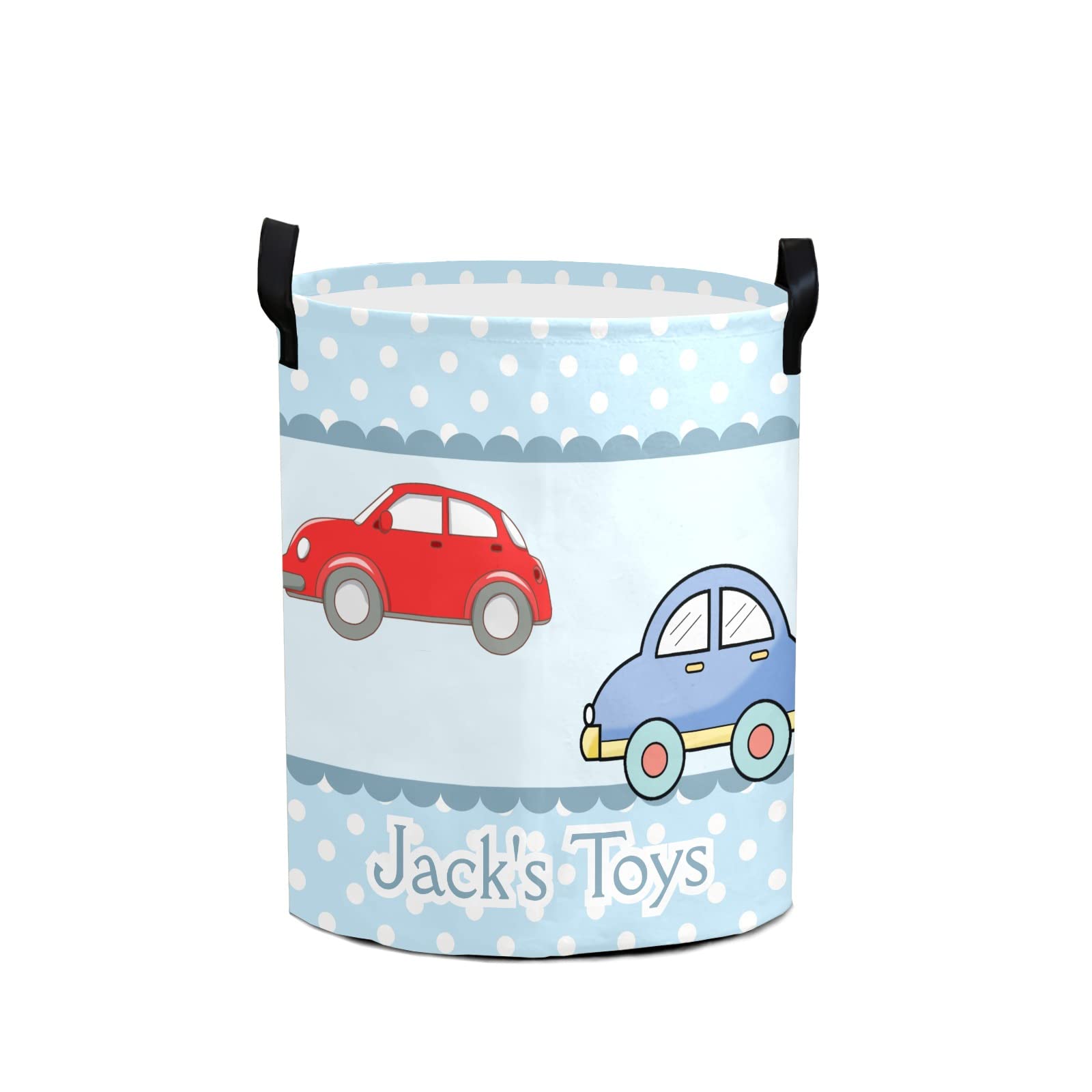 Personalized Toy Car Laundry Hamper - Custom Waterproof Collapsible Drawstring Clothes Basket with Handle | Kids Room Storage, Nursery Organization & Toy Storage Solution