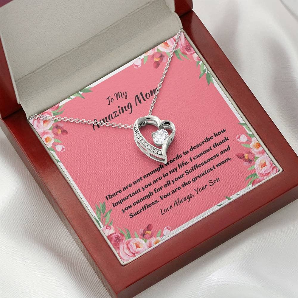 Personalized Jewelry Gift for Mom - Greatest Mom Forever Love Necklace - Mother's Day, Birthday & Thank You Gift from Son - Perfect for Special Occasions & Everyday Wear