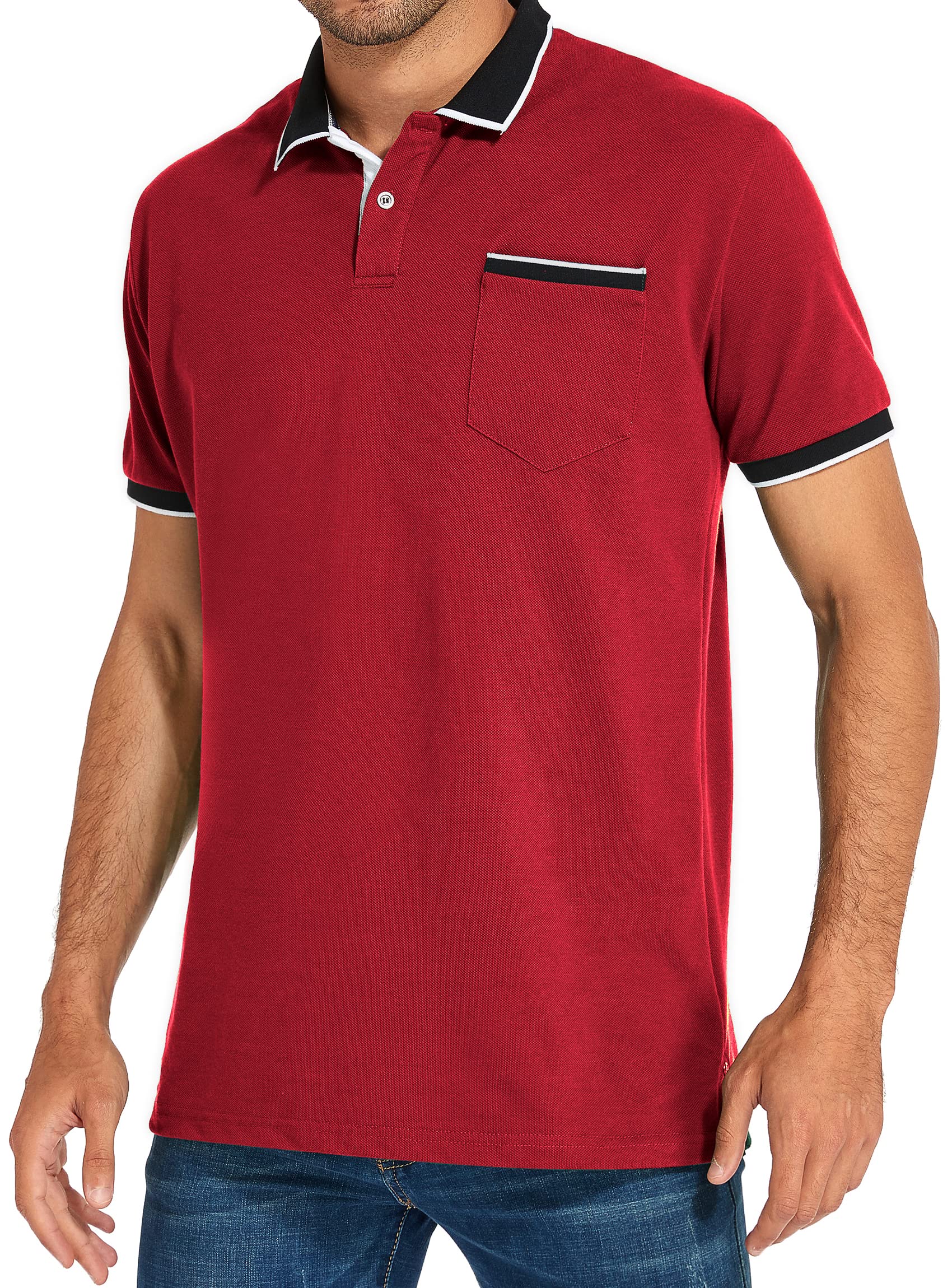Men's Short Sleeve Polo Shirts - Casual Summer Pocket Tee for Golf & Everyday Wear | Breathable Comfort Fit Basic Top