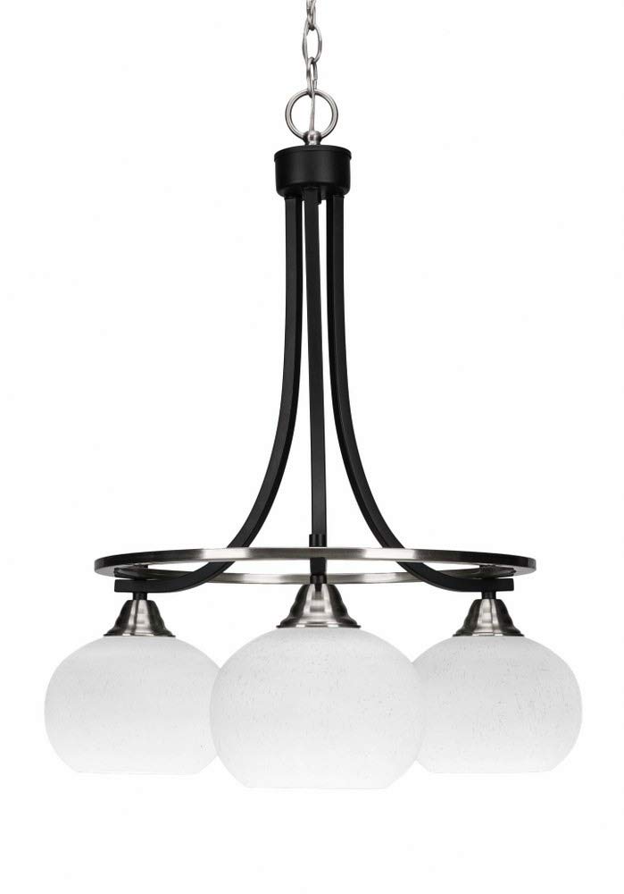 Toltec Lighting Paramount 3-Light Matte Black & Brushed Nickel Chandelier (3413-MBBN-212) - Elegant Dining Room & Entryway Lighting Fixture