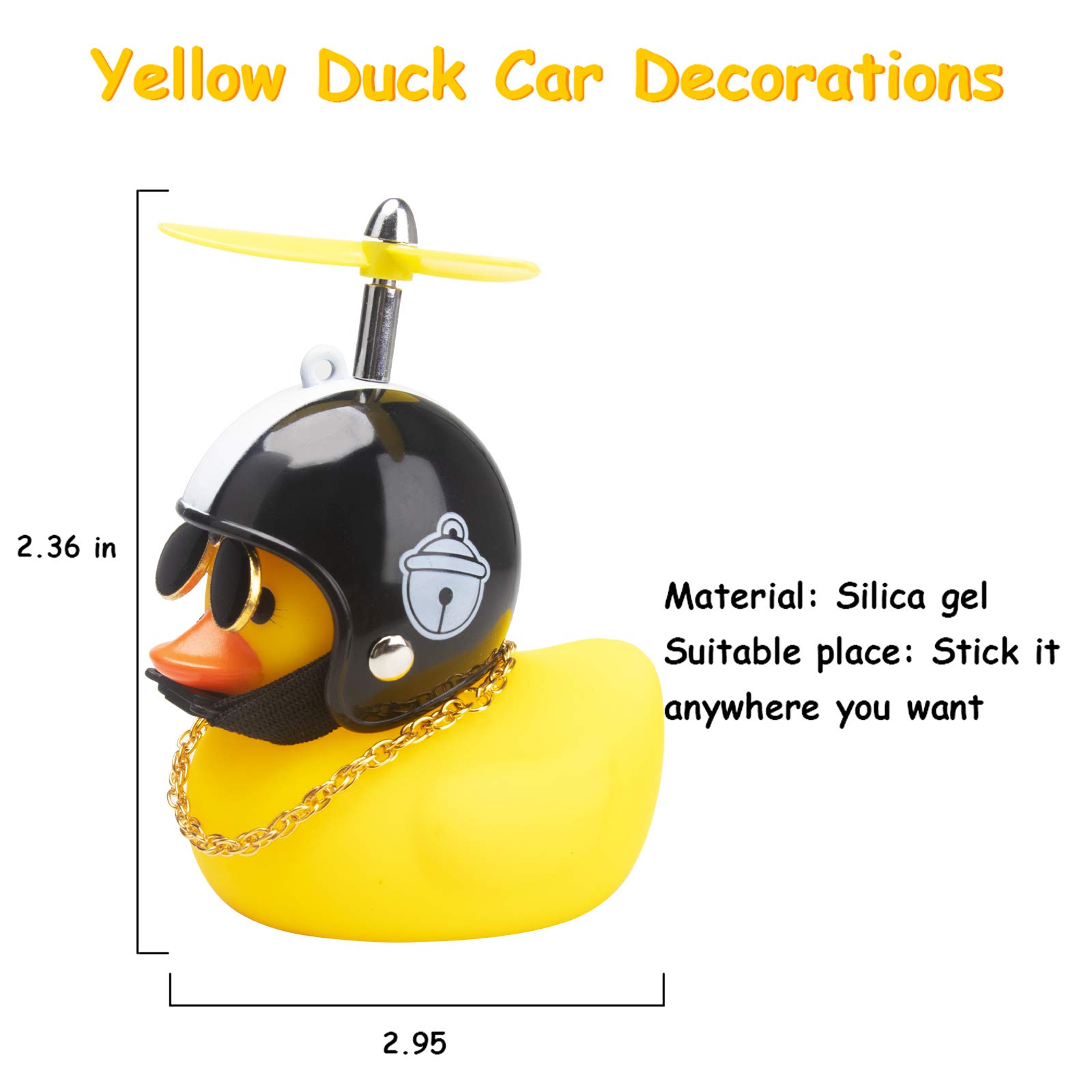 Wonuu Rubber Duck Toy Car Decor - Yellow Dashboard Duck with Cool Glasses & Helmet for Car Accessories