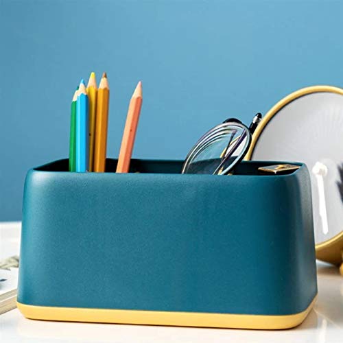 Desktop Remote Control Storage Box - Multi-Grid Organizer for Home & Office - Perfect for Storing Remotes, Keys, and Small Accessories (Blue)