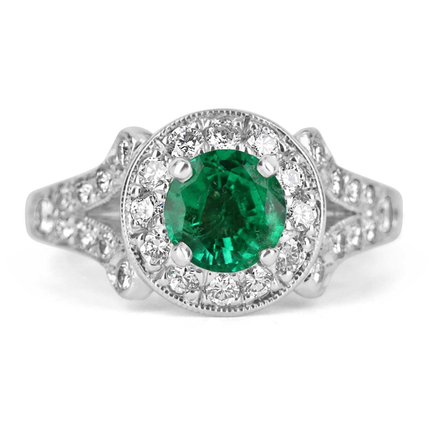 1.82tcw Emerald & Diamond Handcrafted Halo Engagement Ring 14K Gold - Elegant Wedding Band for Proposal, Anniversary Gift & Bridal Jewelry