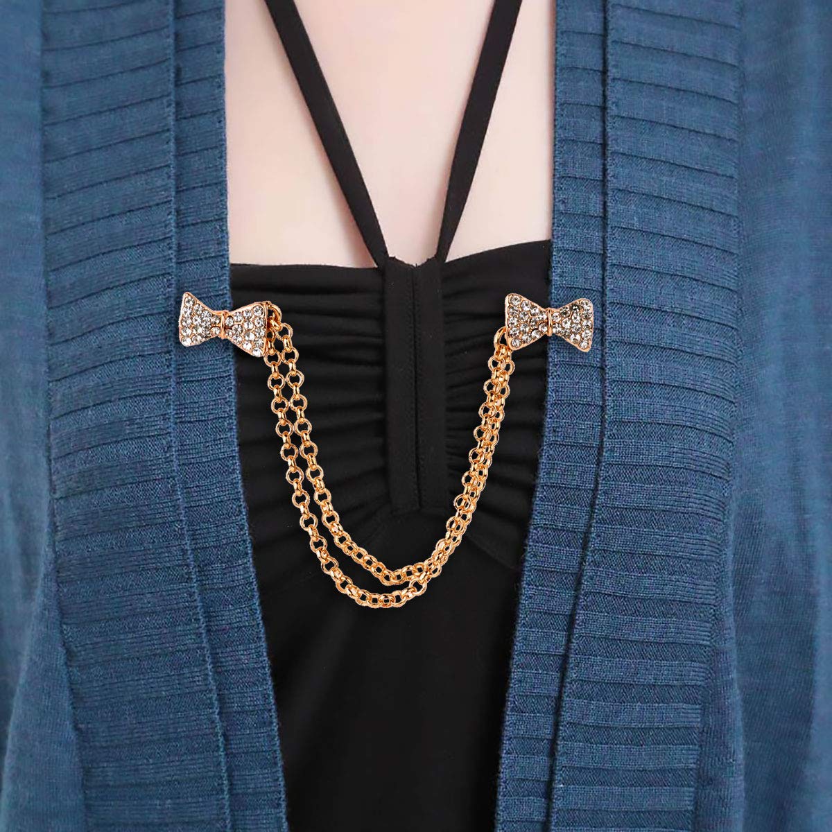 iiniim Cardigan Sweater Clips - Elegant Shawl Holder Chain Clips for Women & Girls | Perfect for Keeping Shawls in Place at Weddings, Parties & Office Wear