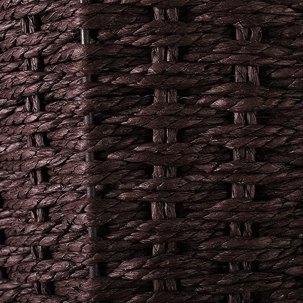 Round Wicker Waste Basket - Natural Woven Paper Bin Trash Can for Bedroom, Bathroom, Office & Home Decor - Eco-Friendly Brown Rubbish Basket for Living Room, Dorm, Kitchen & Bath Organization
