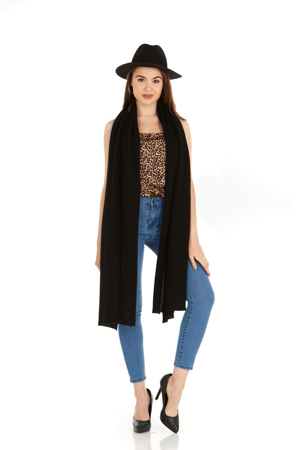 100% Pure Cashmere Knitted Wrap Pashmina Shawl - Extra Large Soft Scarf Stole for Women | Winter Fashion Accessory, Travel Gift, Office & Evening Wear