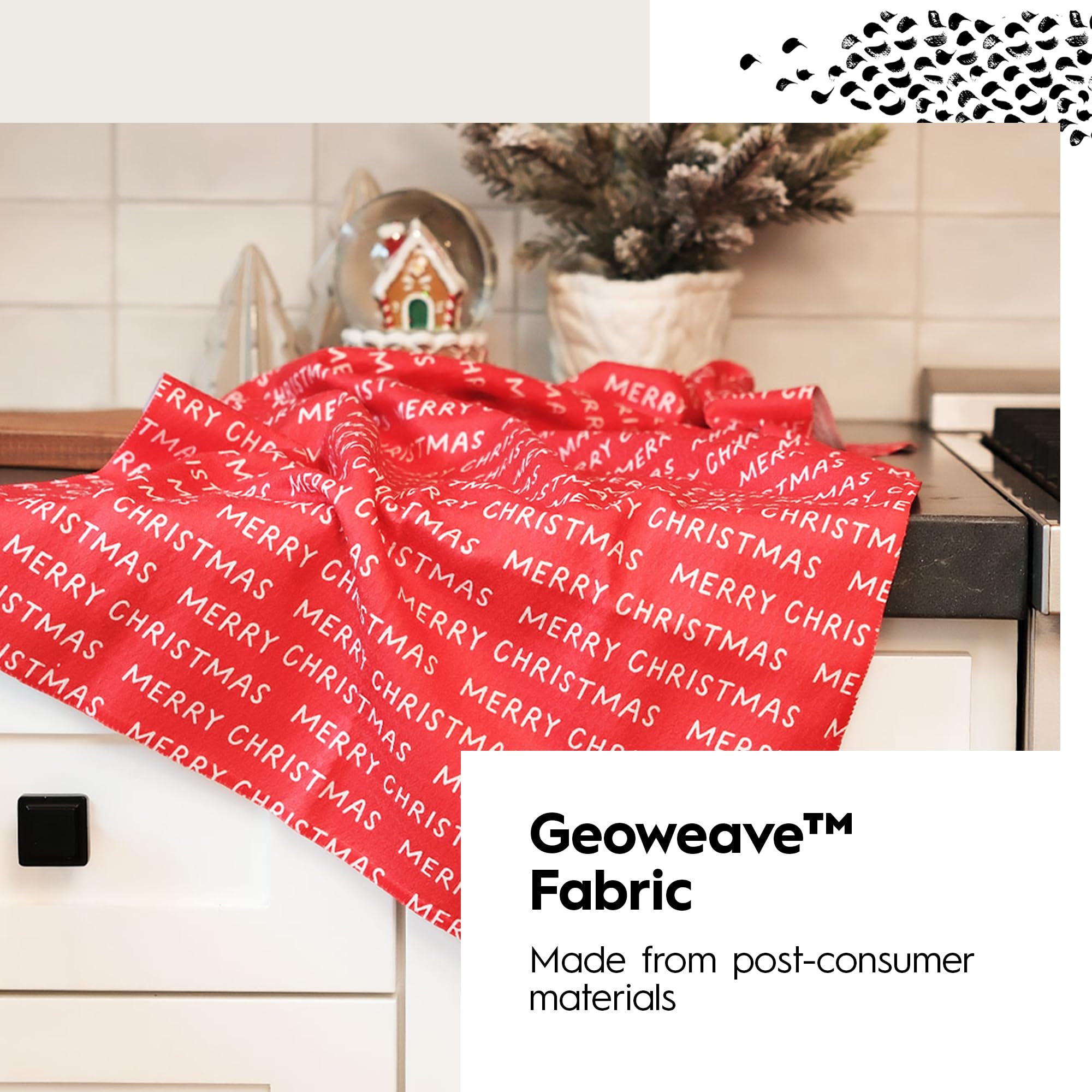 GEOMETRY Christmas Kitchen Towels - Quick Dry Microfiber Dish Cloths for Drying Dishes, Countertops, and Glassware - Premium Absorbent Towel (David's Star, 1 Pack) - Perfect for Holiday Cooking and Cleaning