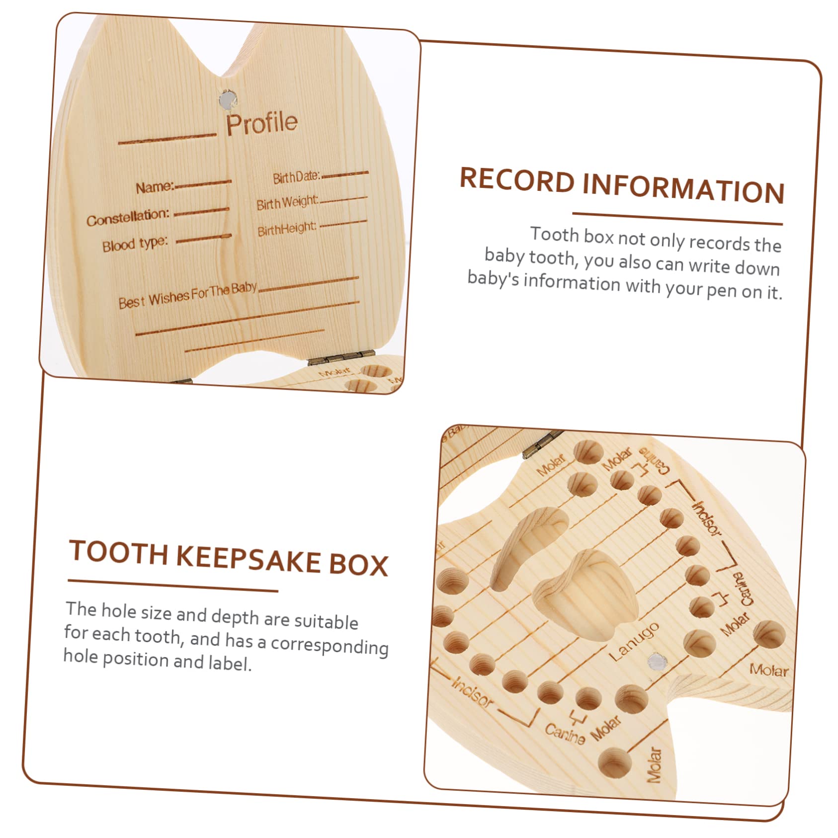 BIUDECO Wooden Tooth Storage Box - Kids Tooth Holder for Baby Teeth & Childhood Memories | Perfect for Organizing and Preserving Lost Teeth as Keepsakes