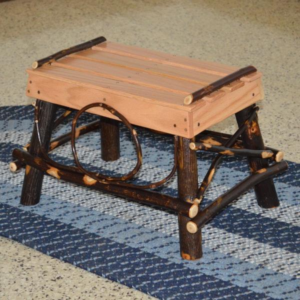Premium Hickory Wood Foot Stool - Rustic Home Decor, Comfortable Ottoman for Living Room, Bedroom & Office - Handcrafted Solid Wood Furniture for Relaxing & Extra Seating