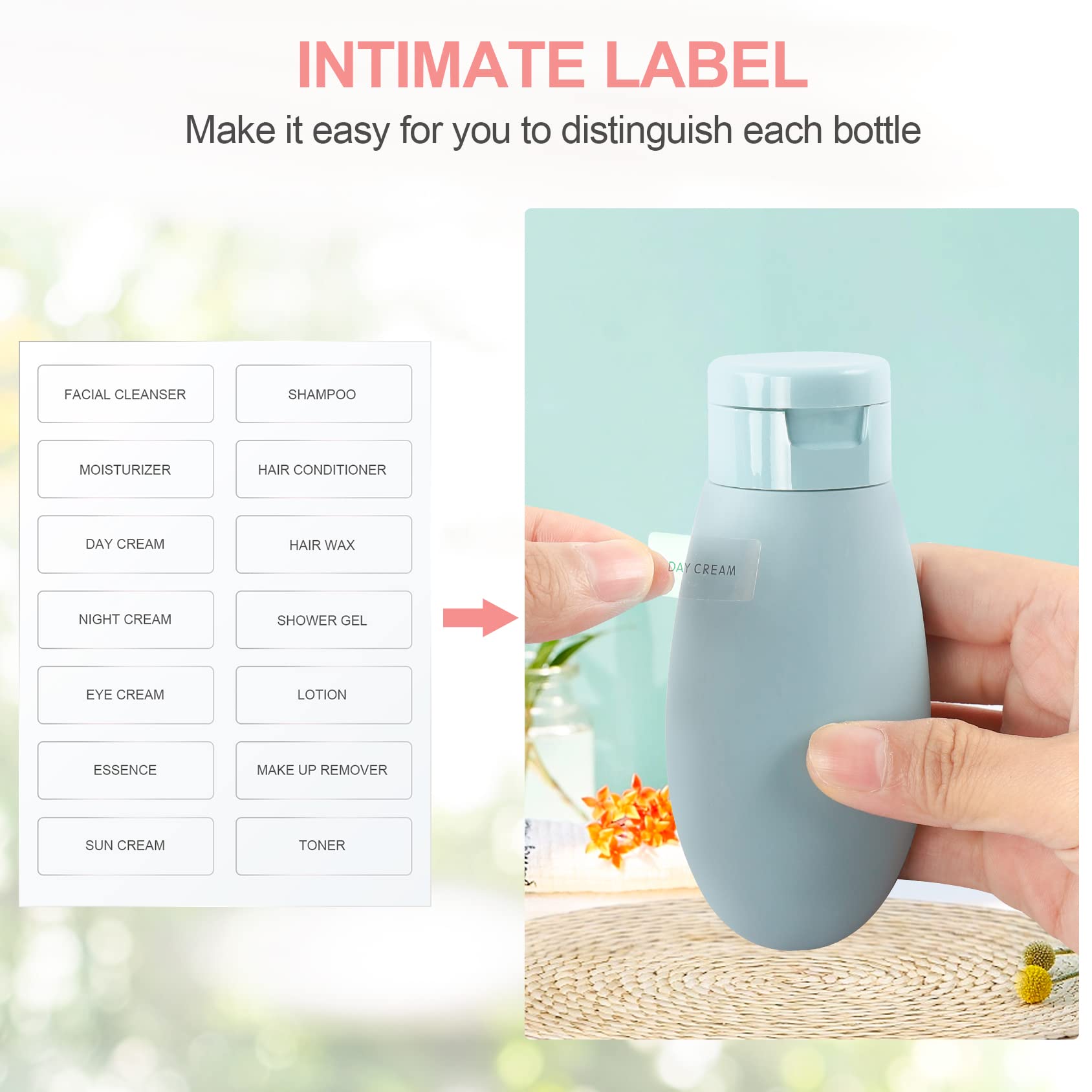 TSA Approved Leakproof Travel Bottles Kit - Refillable Travel Size Containers for Shampoo, Conditioner & Skincare | Airplane Carry-On Essentials | Perfect for Flights, Vacations & Gym Use