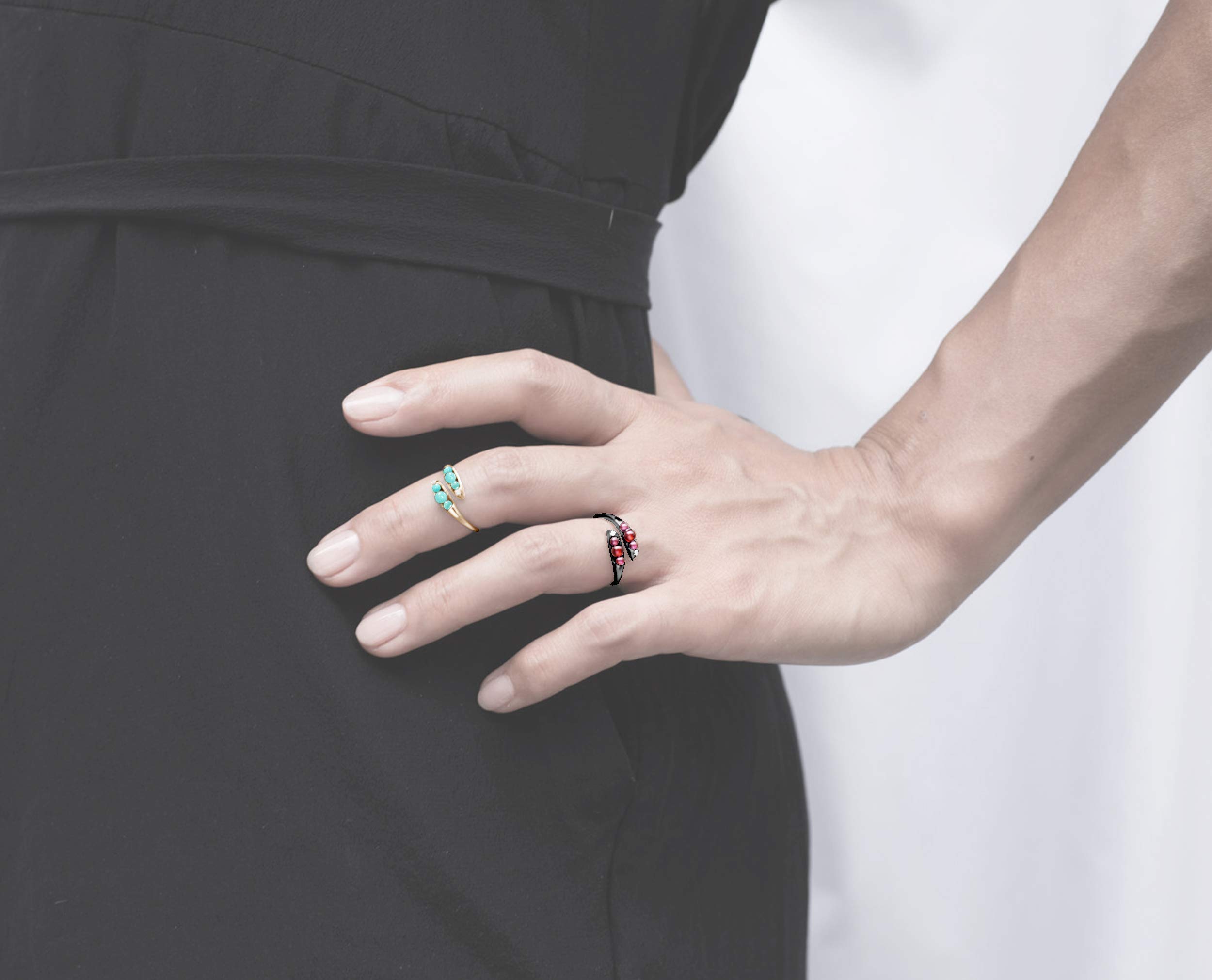Majade 14K Gold Garnet Ring - January Birthstone, Handmade Red Gemstone Engagement & Wedding Ring - Unique Minimalist Alternative Jewelry for Nature Lovers | Perfect for Anniversaries, Proposals & Special Occasions