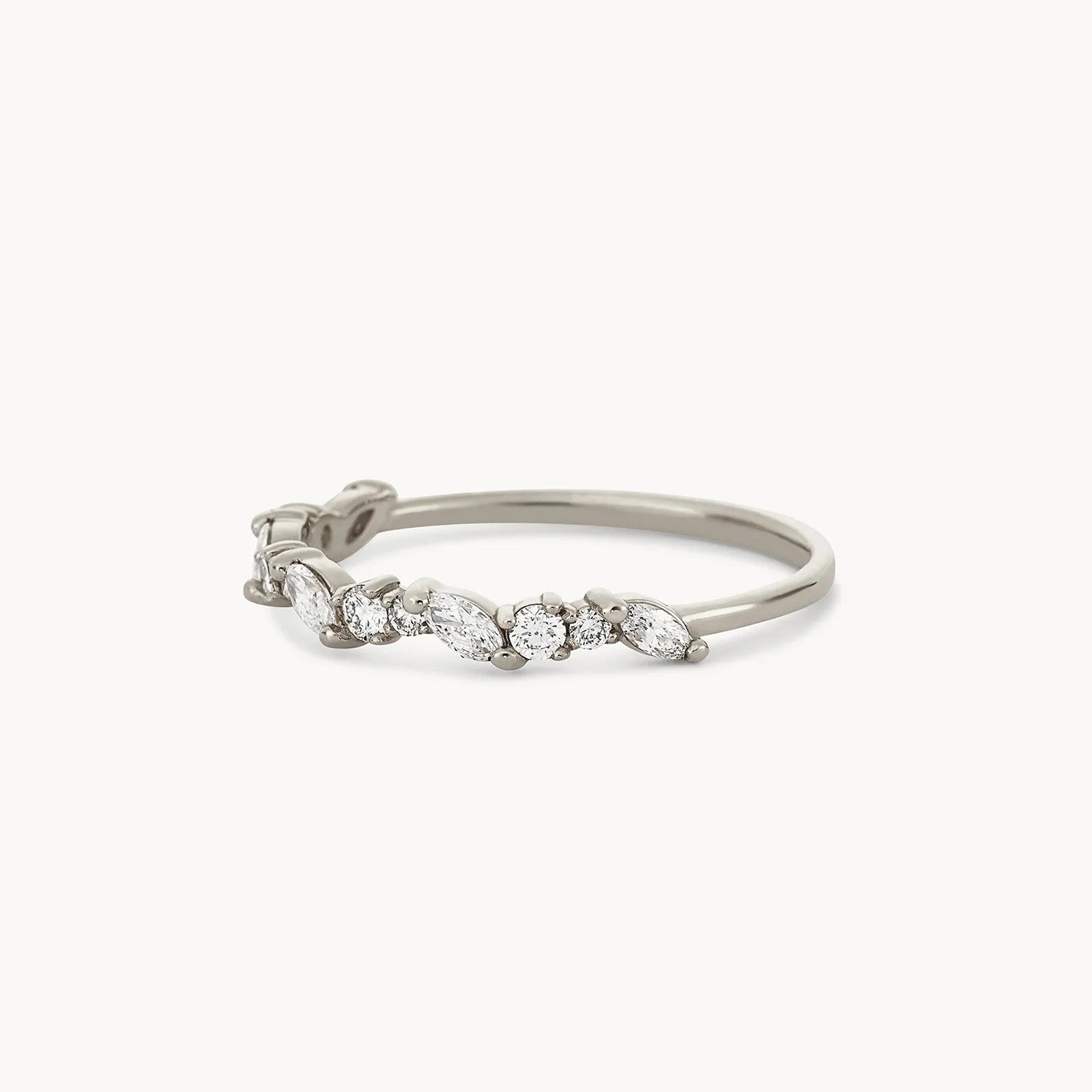 14K White Gold Reverie Band with White Diamonds - Elegant Stackable Ring for Weddings, Anniversaries & Everyday Wear