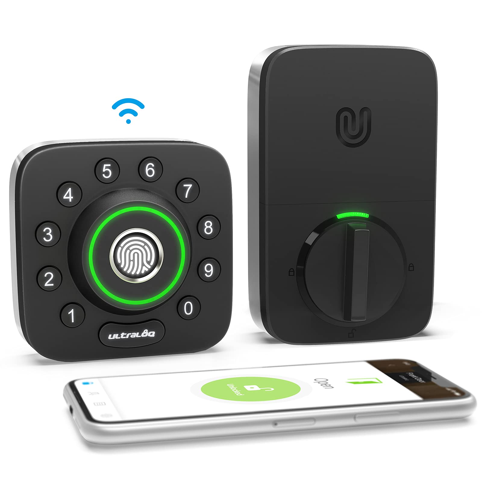 Ultraloq U-Bolt Pro WiFi Smart Lock with Door Sensor - 6-in-1 Keyless Entry Door Lock (Built-in WiFi, Bluetooth, Fingerprint & Keypad) | ANSI Grade 1 Certified Smart Lock for Front Doors | Perfect for Home Security & Smart Home Automation