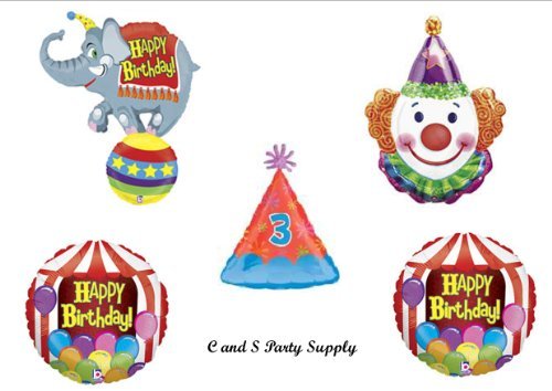 Circus Elephant 3rd Birthday Party Balloons Decorations - Animal Theme Balloon Garland, Centerpieces & Party Supplies for Kids Birthday Decorations