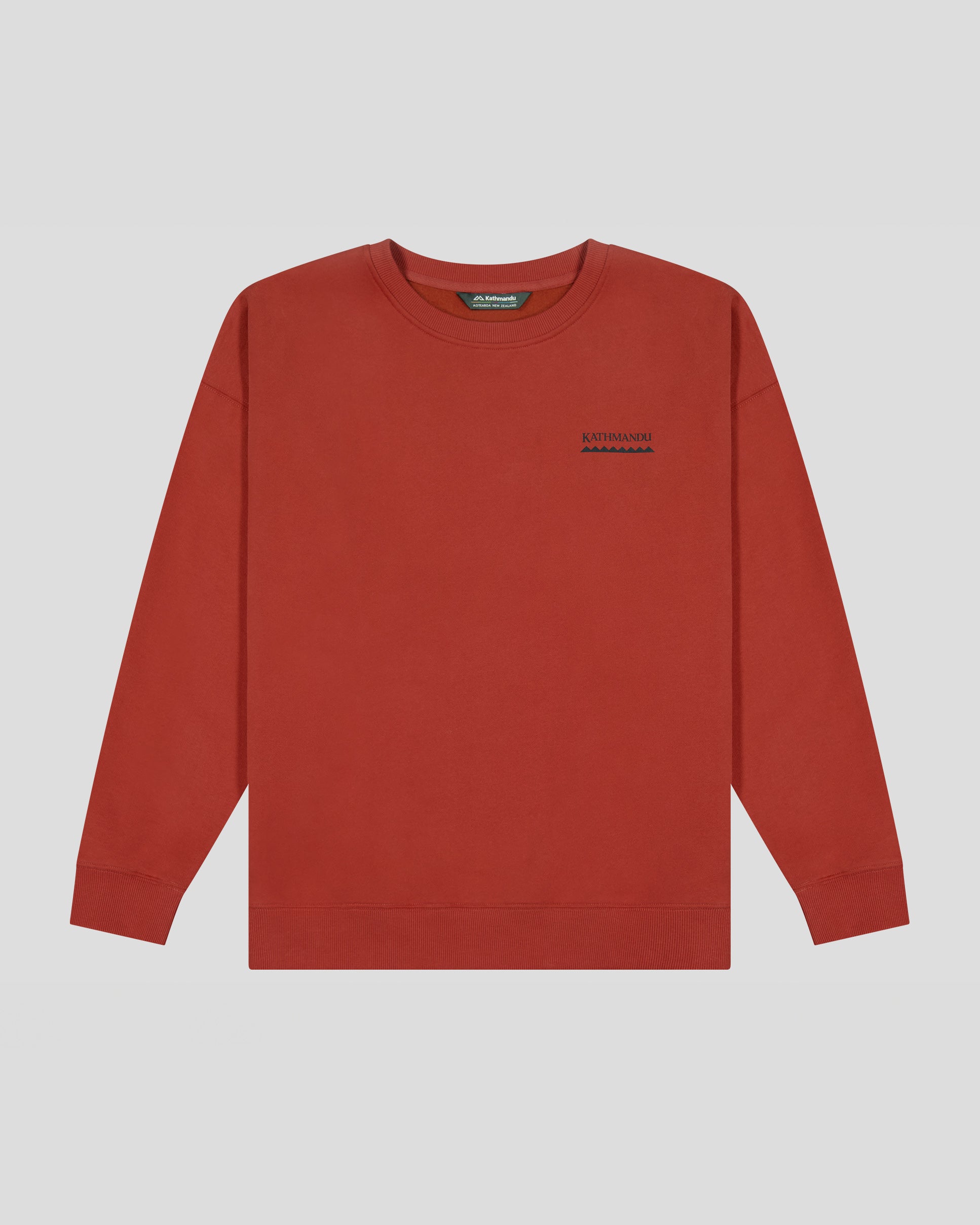 Heritage Logo Slouchy Brushed Crew Sweatshirt for Women - Cozy Redwood Pullover | Casual Outfit, Lounge Wear & Street Style Fashion
