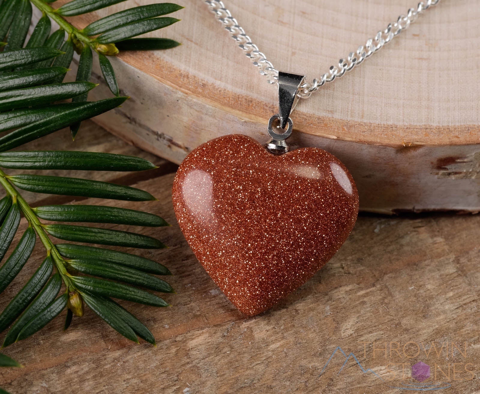 GOLDSTONE Crystal Heart Pendant Necklace - Handmade Healing Jewelry with Natural Stones for Women | Spiritual Gift, Energy Balancing, Chakra Healing | Perfect for Meditation, Yoga & Everyday Wear