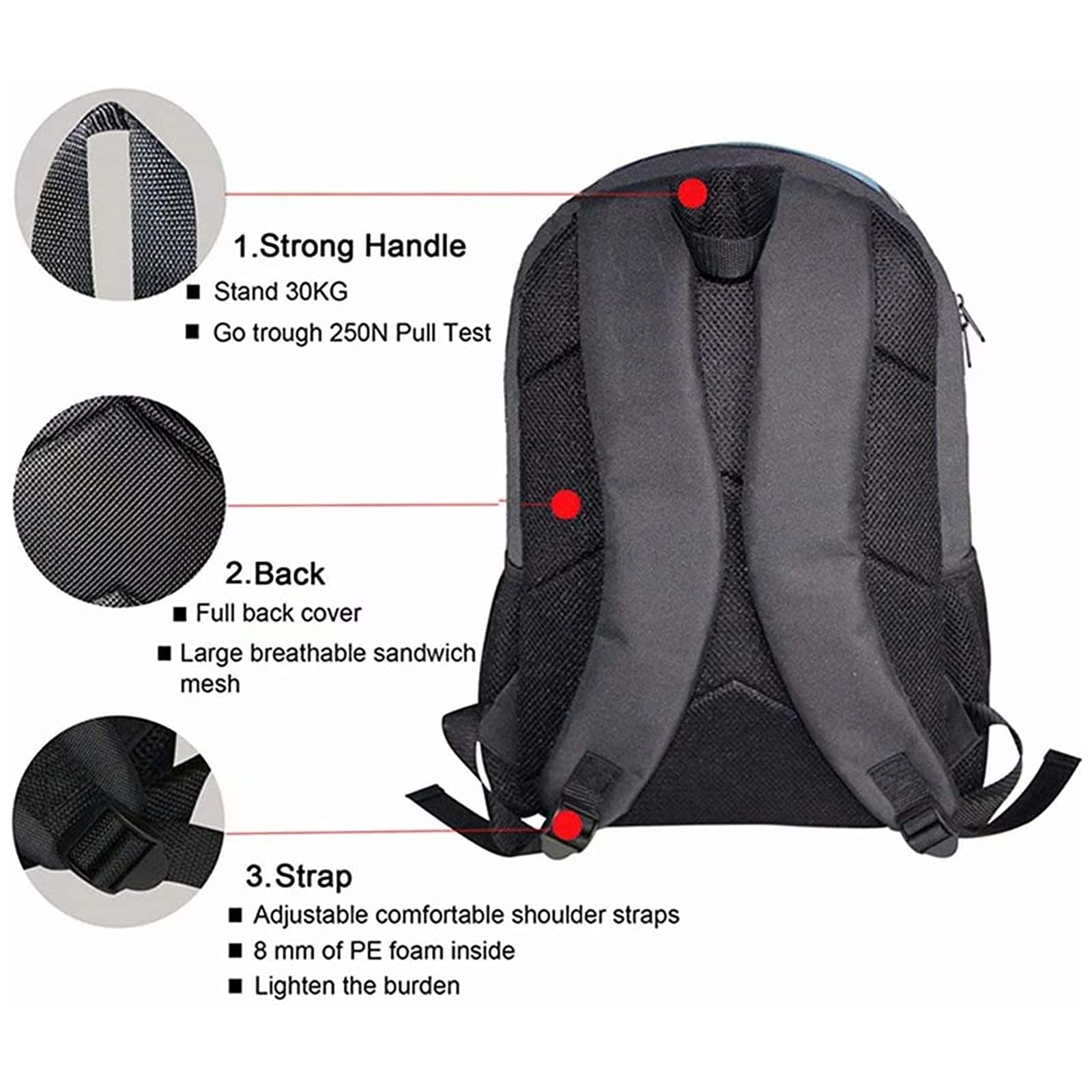KEIAHUAN Boys Backpack Set - Stylish School Bookbag with Shoulder Straps, Lunch Bag & Pencil Case for Teens | Perfect for School, Travel & Daily Use
