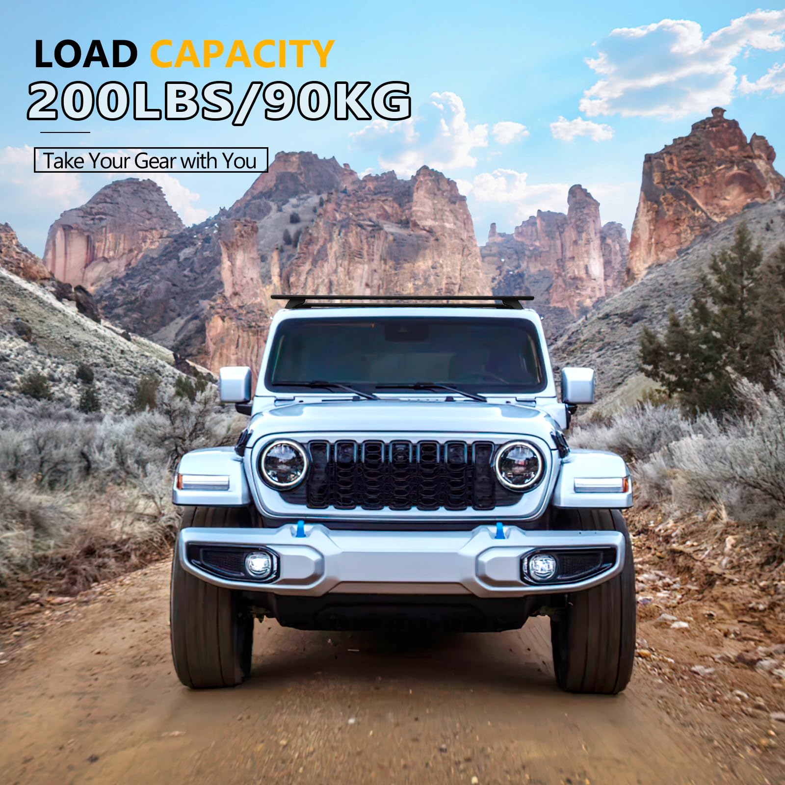 200 lbs Heavy Duty Aluminum Roof Rack Cross Bars for Jeep Wrangler JK JL & Gladiator JT (2007-2024) - Anti-Theft Locking System - Compatible with 2 & 4 Door Models - Perfect for Kayak, Bike, Ski & Luggage Racks - Ideal for Outdoor Adventures, Camping & Road Trips