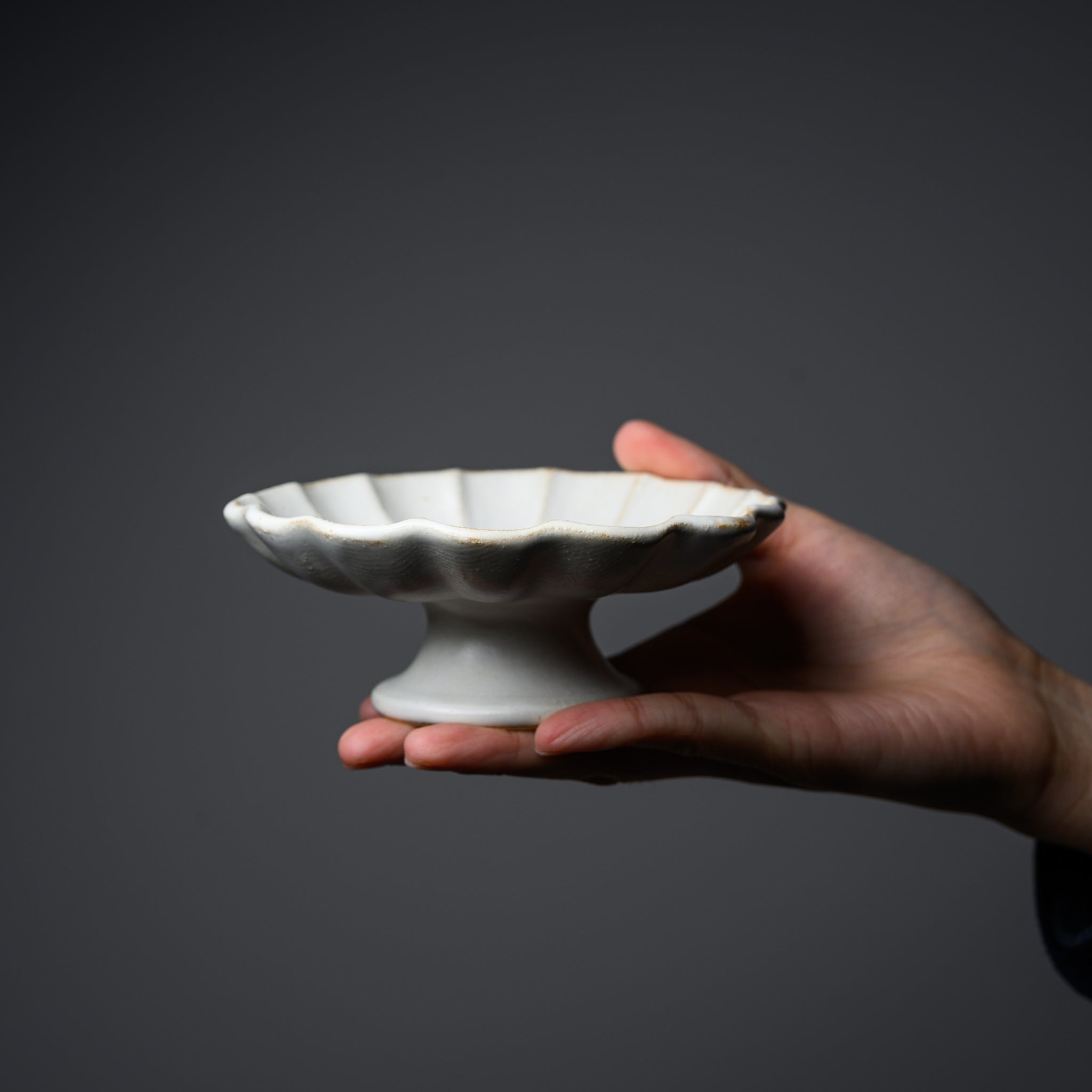 Wakasama Kiln Kinari Pedestal Dish - 12.5cm Handmade Ceramic Bowl for Home Decor | Japanese Pottery for Dining Table Centerpiece, Fruit Display & Kitchen Serving
