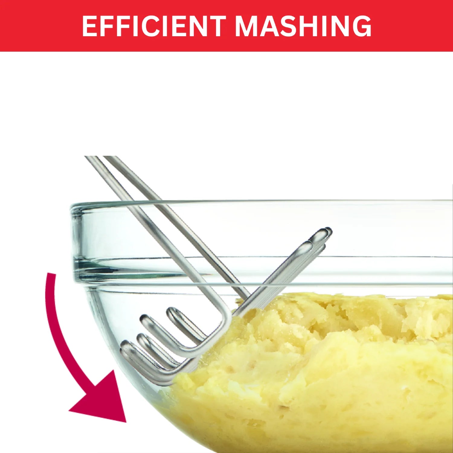 Tefal Ingenio Stainless Steel Potato Masher - Heavy Duty Kitchen Tool for Smooth Mashed Potatoes, Vegetables & Baby Food - Model K1181214 - Perfect for Home Cooking, Restaurants & Meal Prep