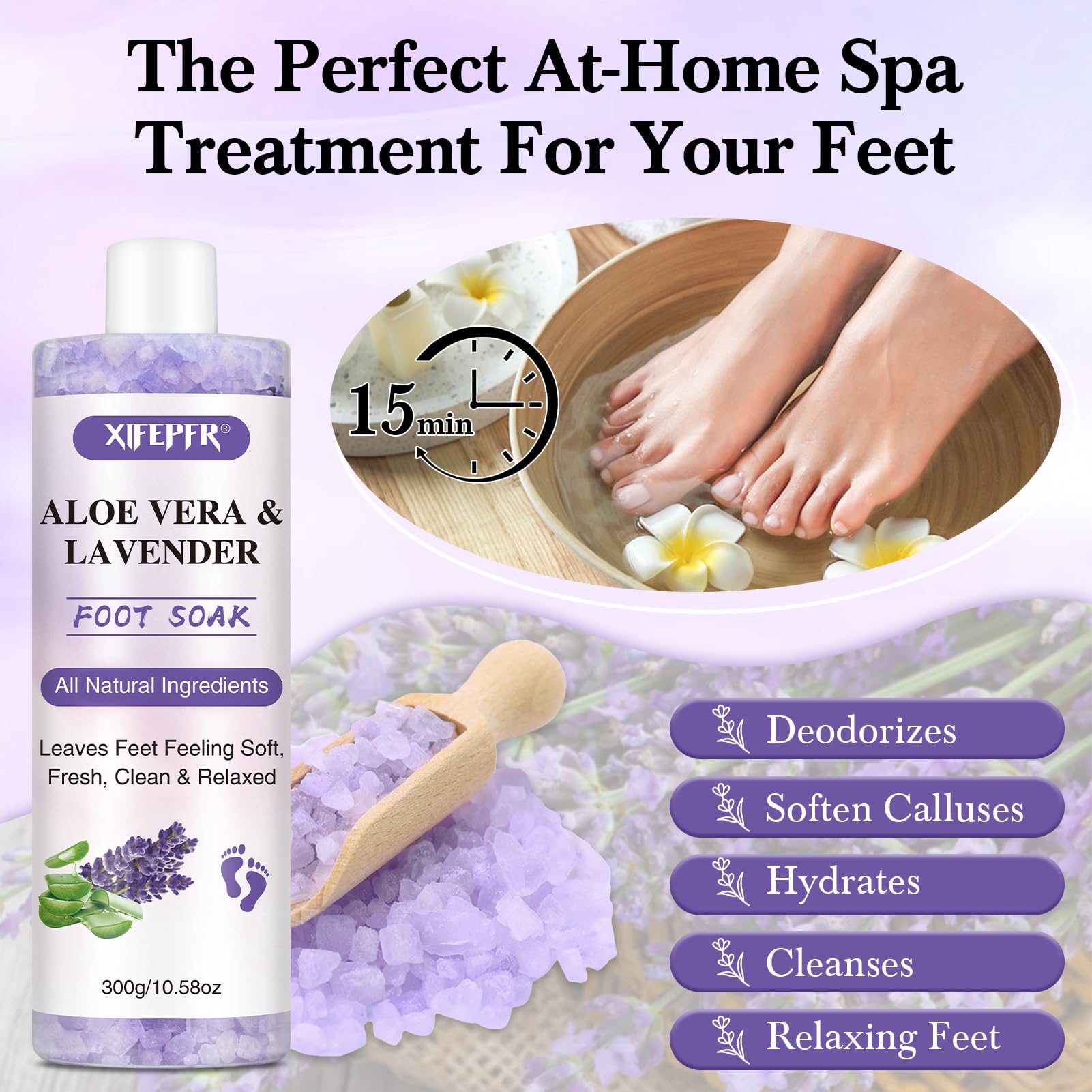 Professional Foot Soak Set with 40% Urea Cream & Lavender Epsom Salt - Callus Remover Pedicure Kit for Dead Skin, Dry Cracked Heels Care - Perfect for At-Home Spa Pedicures and Relaxation