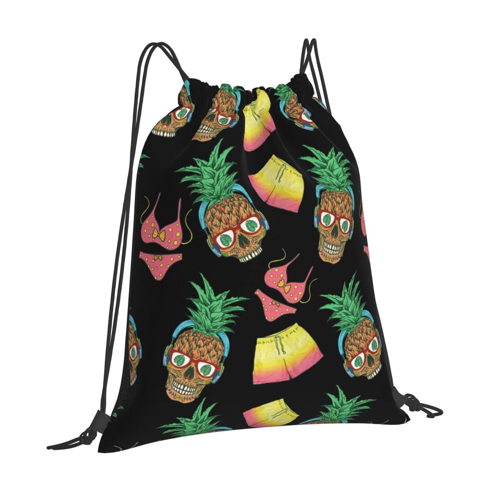 Skull Drawstring Bags - Lightweight Gym Sack Backpack for Sports, Yoga & Workout - Perfect for Gym, Travel & Beach Essentials